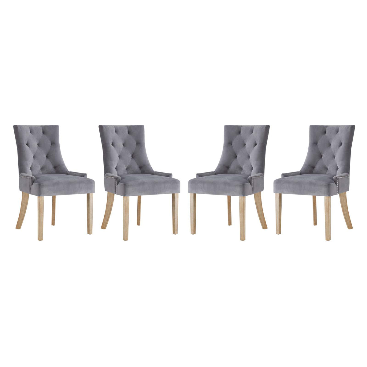 Pose Dining Chair Velvet Set Of 4 - Gray