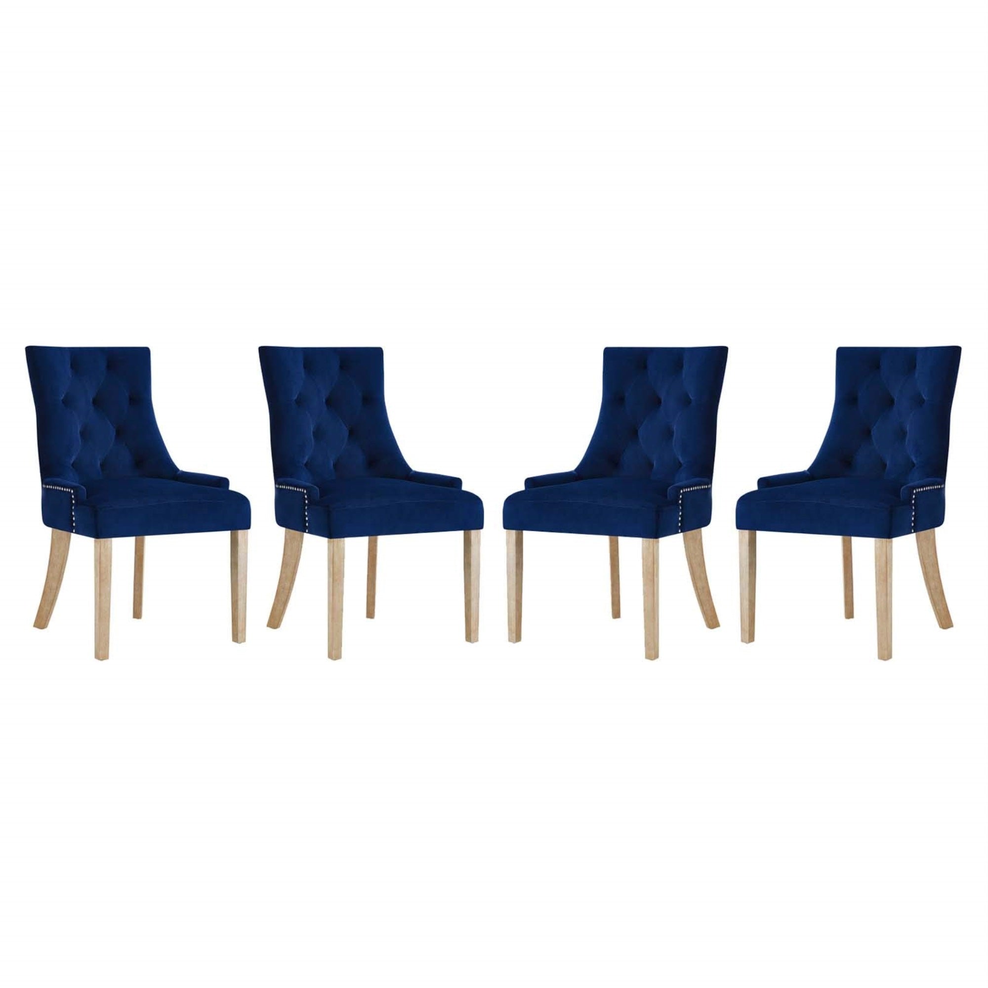 Casafoyer Ponder Mid-Century Modern Four Dining Chair With Performance Velvet In Navy