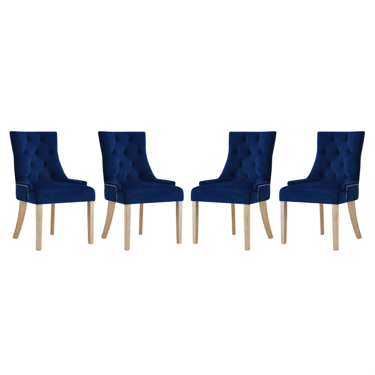 Casafoyer Ponder Mid-Century Modern Four Dining Chair With Performance Velvet In Navy
