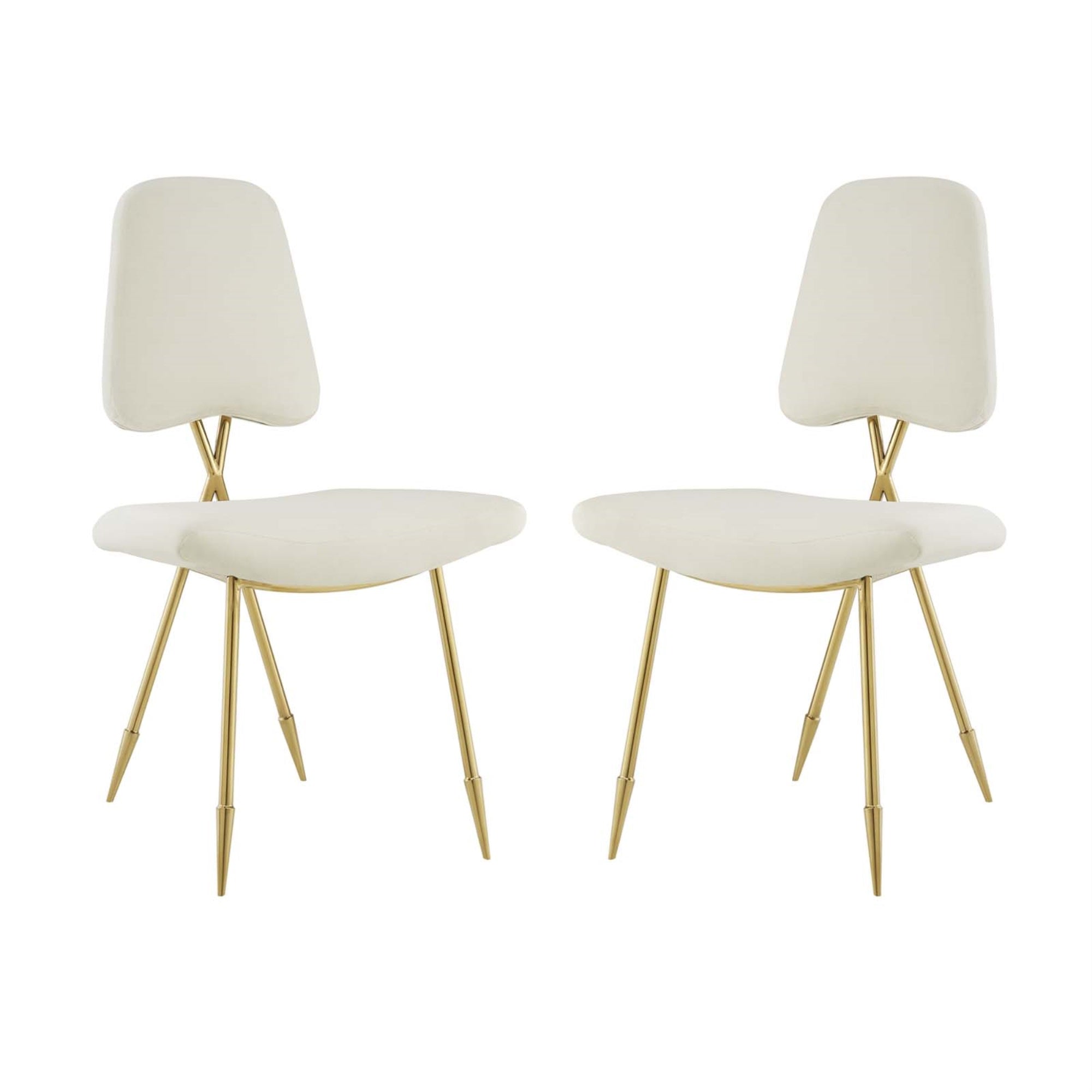 Ponder Dining Side Chair Set Of 2 - Velvet Upholstered, Gold Stainless Steel Frame, Mid-Century Legs - Comfortable And Elegant For Modern Decor