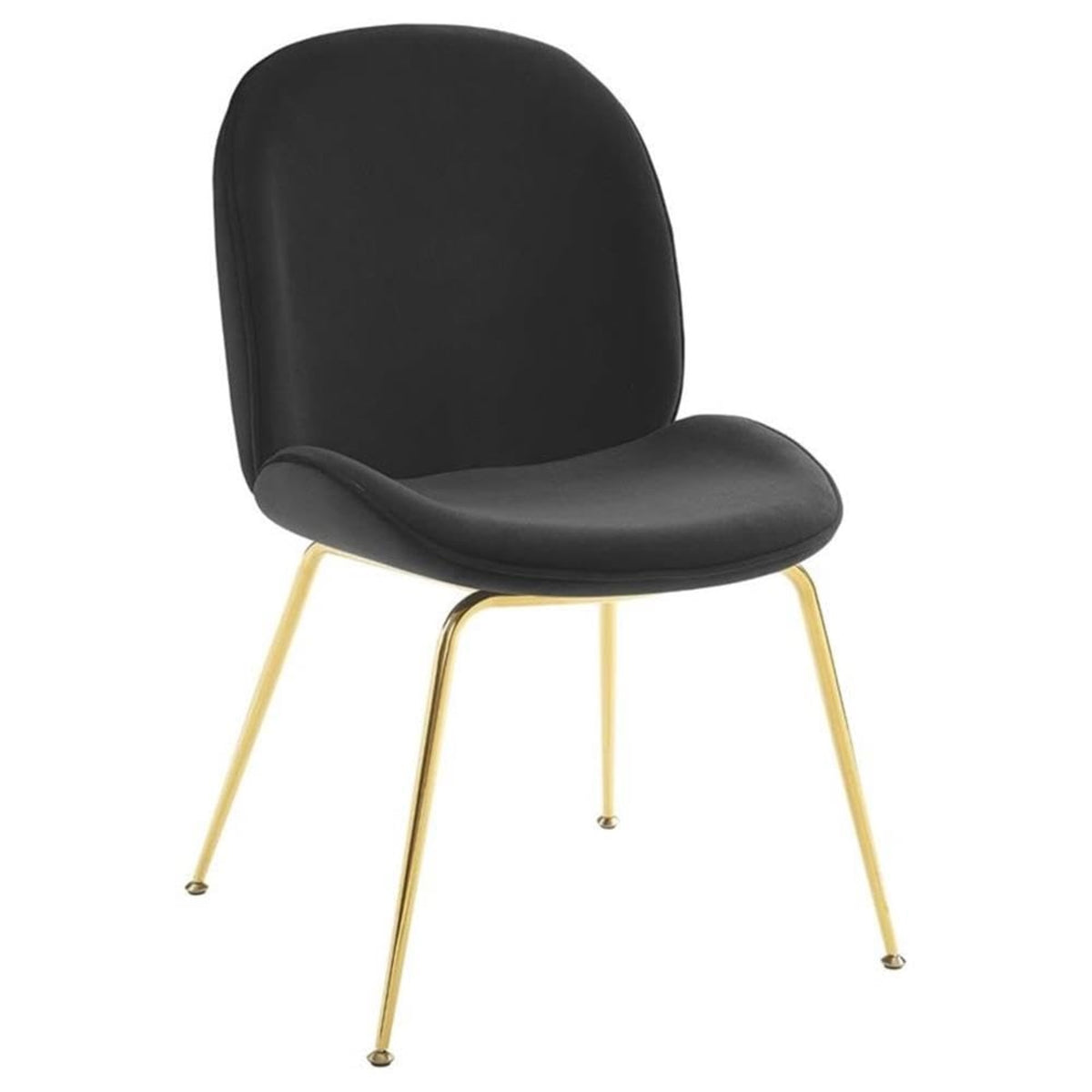 Casafoyer Eei-3548-Blk Scoop Gold Stainless Steel Leg Performance Velvet Dining Chair, Black