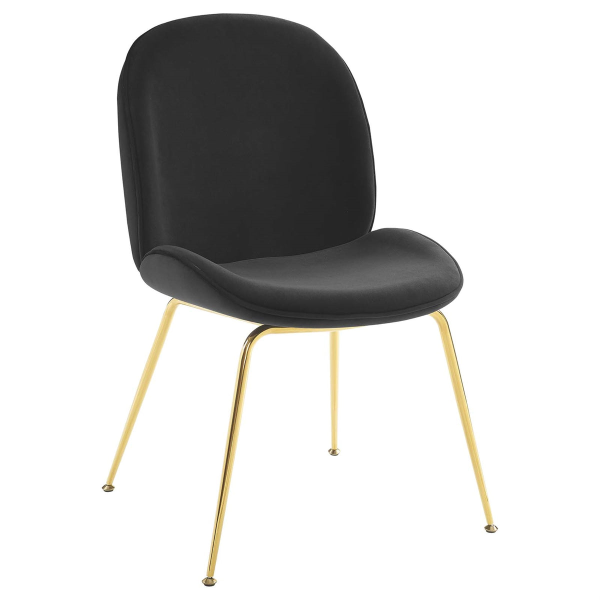 Scoop Gold Stainless Steel Leg Performance Velvet Dining Chair Black