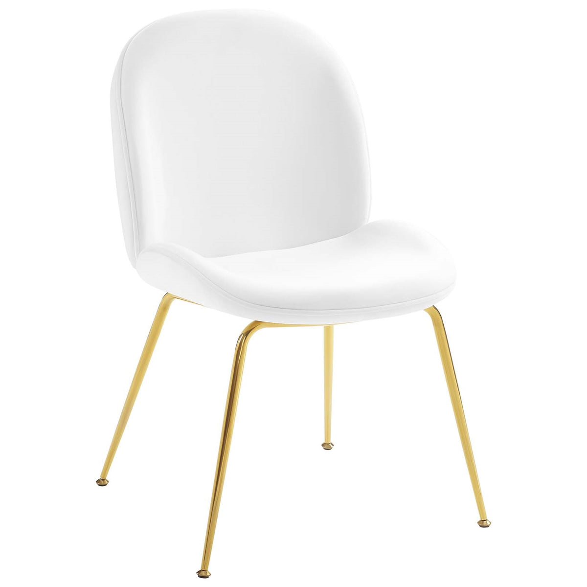 Scoop Gold Stainless Steel Leg Performance Velvet Dining Chair White