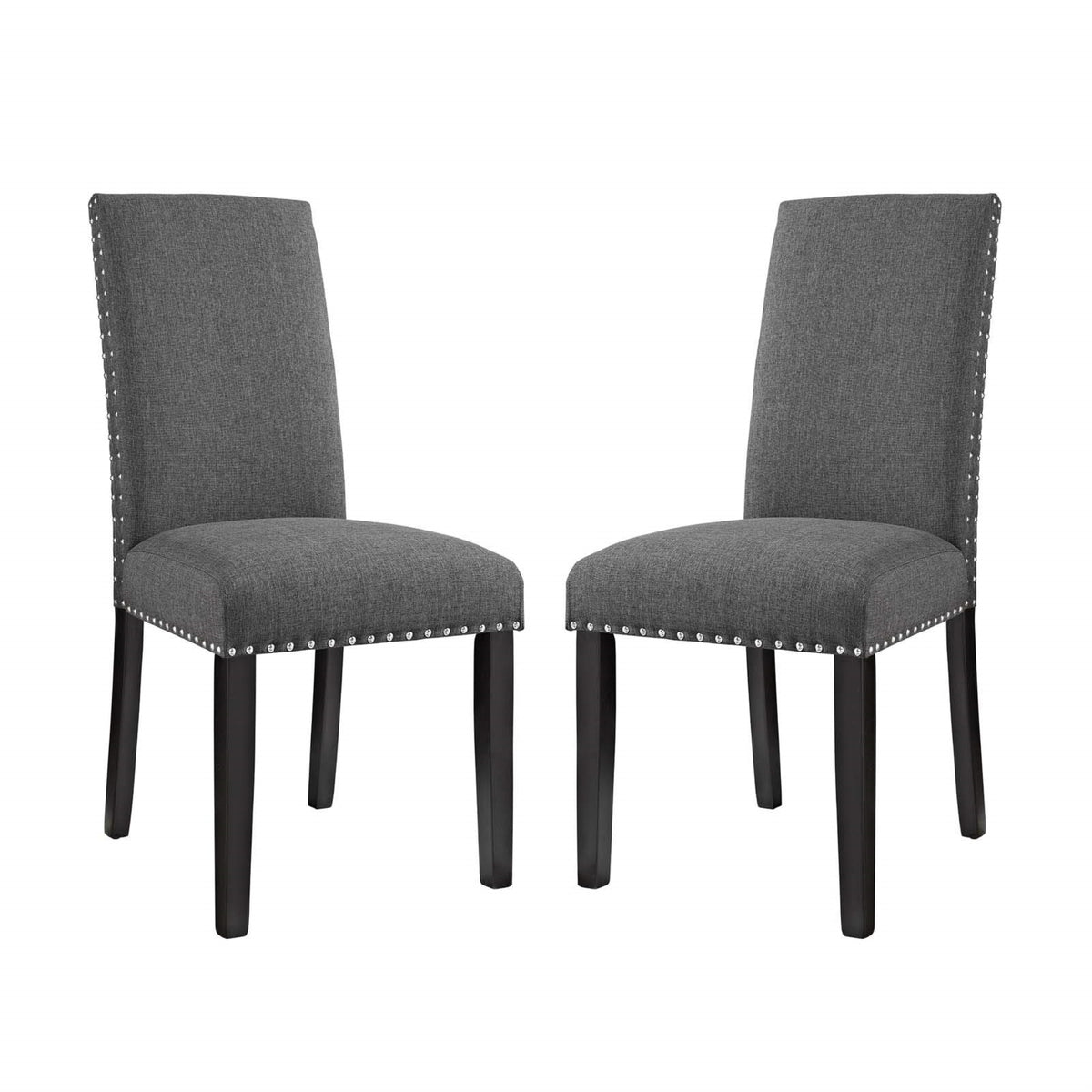 Casafoyer Parcel Modern Upholstered Fabric Two Dining Chairs With Nailhead Trim In Gray