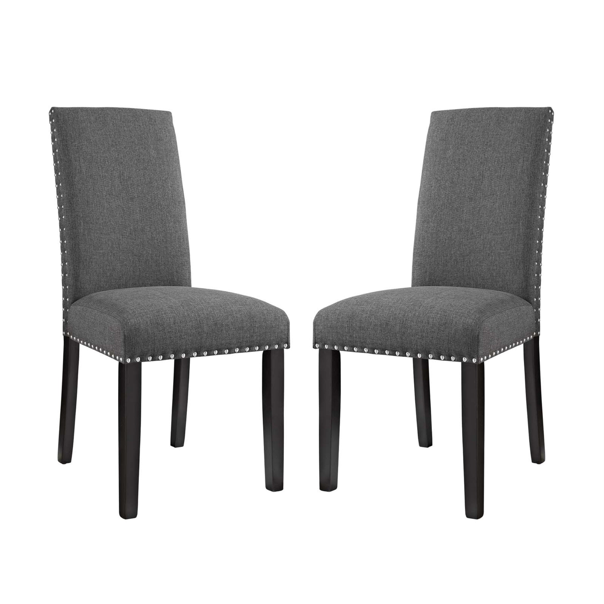 Parcel Dining Chair Set Of 2 - Polyester Upholstered, Nail-Head Trim, Foam Padding, Solid Wood Legs - Comfortable And Stylish Addition To Your Dining Space