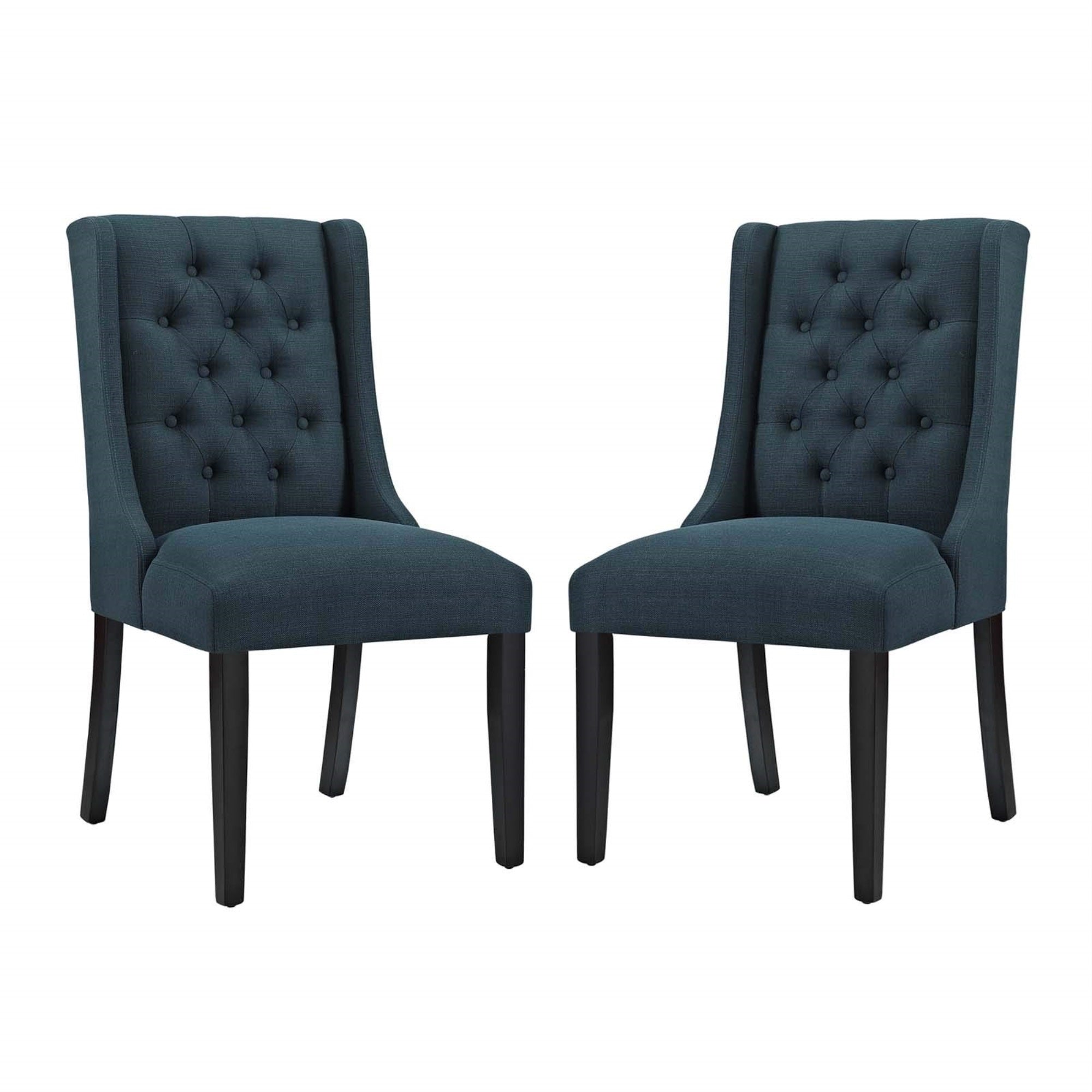 Casafoyer Baronet Modern Tufted Upholstered Fabric Parsons Two Kitchen And Dining Room Chairs In Azure