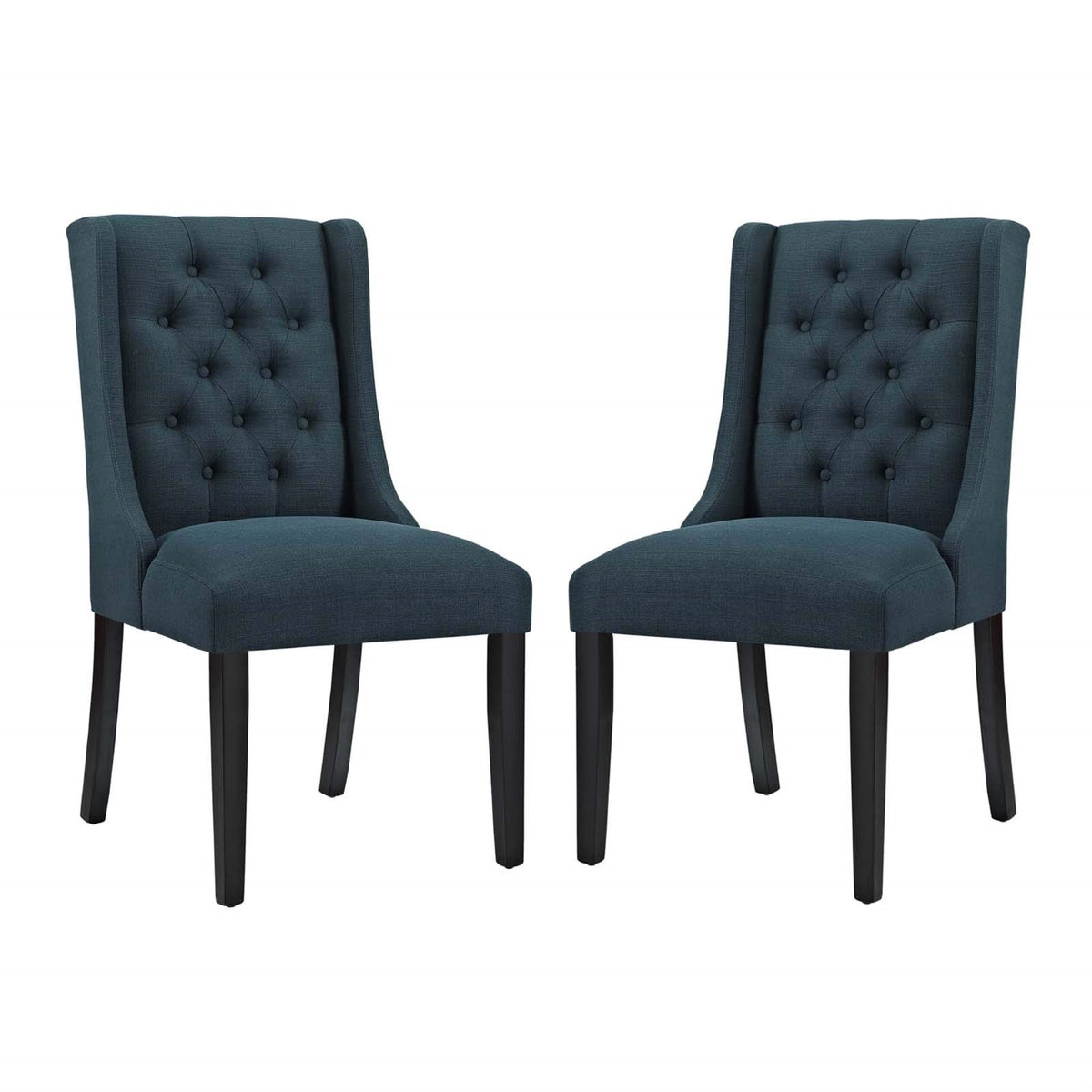 Casafoyer Baronet Modern Tufted Upholstered Fabric Parsons Two Kitchen And Dining Room Chairs In Azure