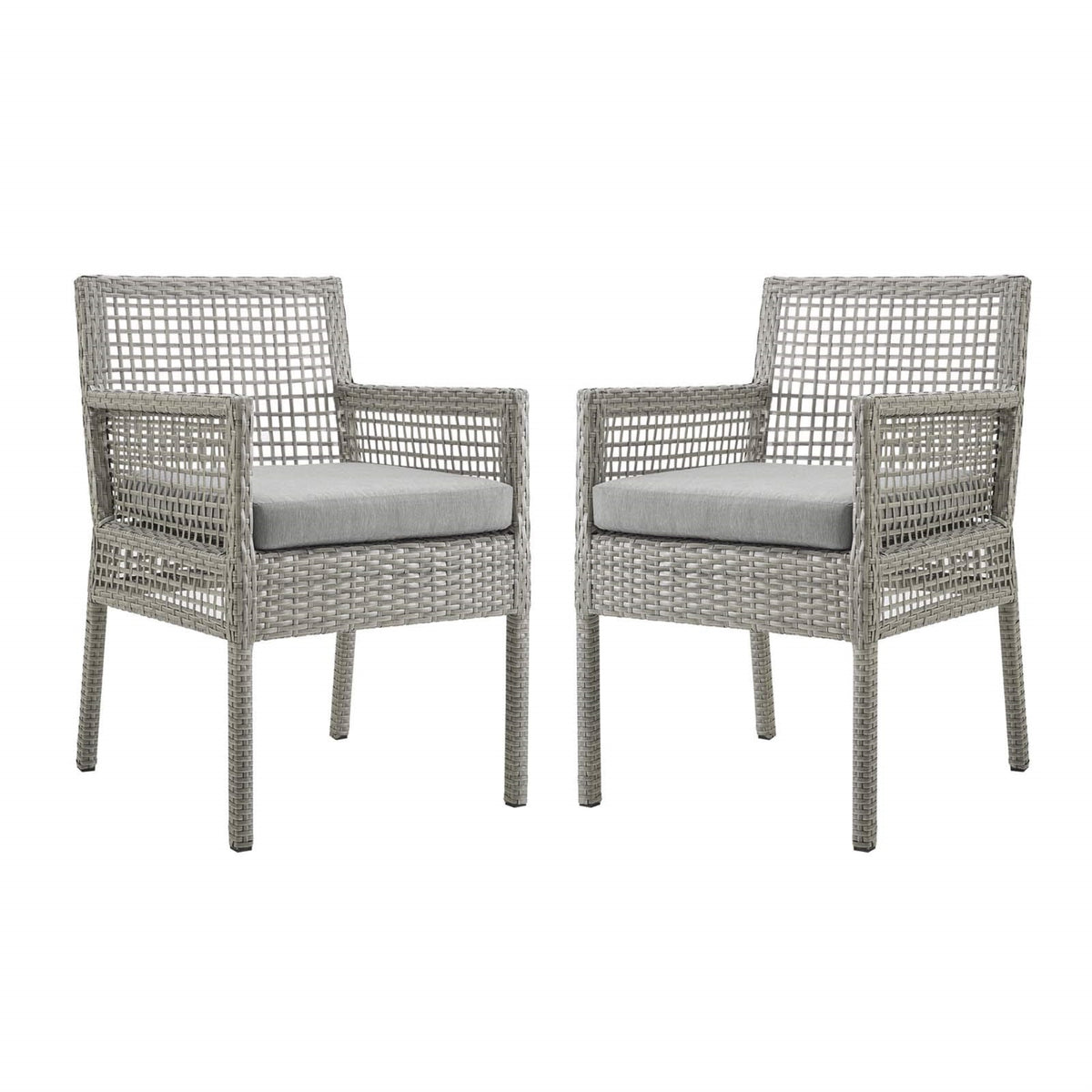 Casafoyer Aura Wicker Rattan Outdoor Patio Two Dining Arm Chairs In Gray Gray