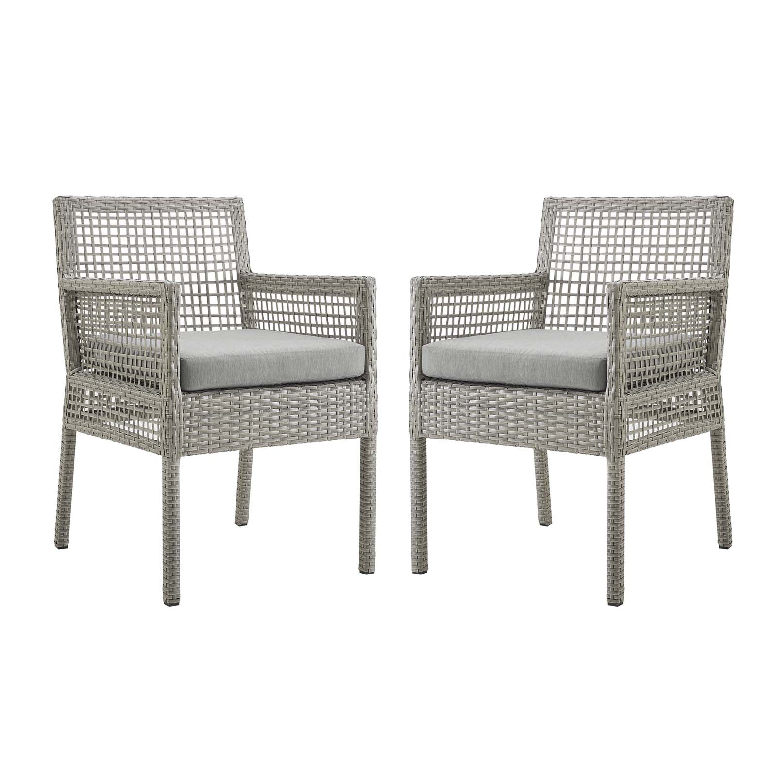 Aura Dining Armchair Outdoor Patio Wicker Rattan Set Of 2 - Gray Gray
