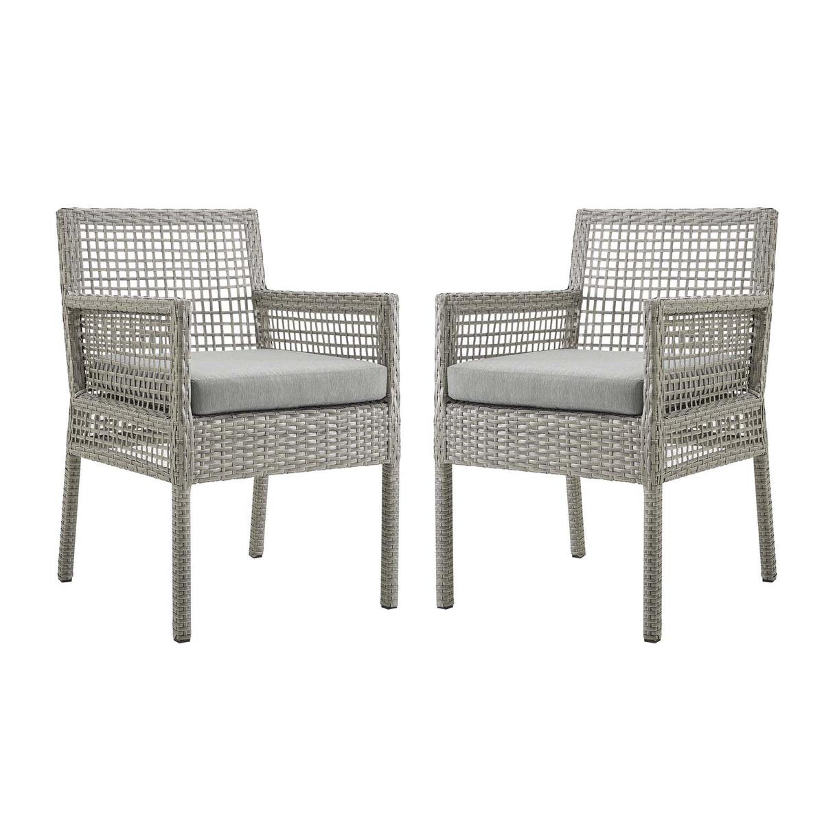 Aura Dining Armchair Outdoor Patio Wicker Rattan Set Of 2 - Gray Gray