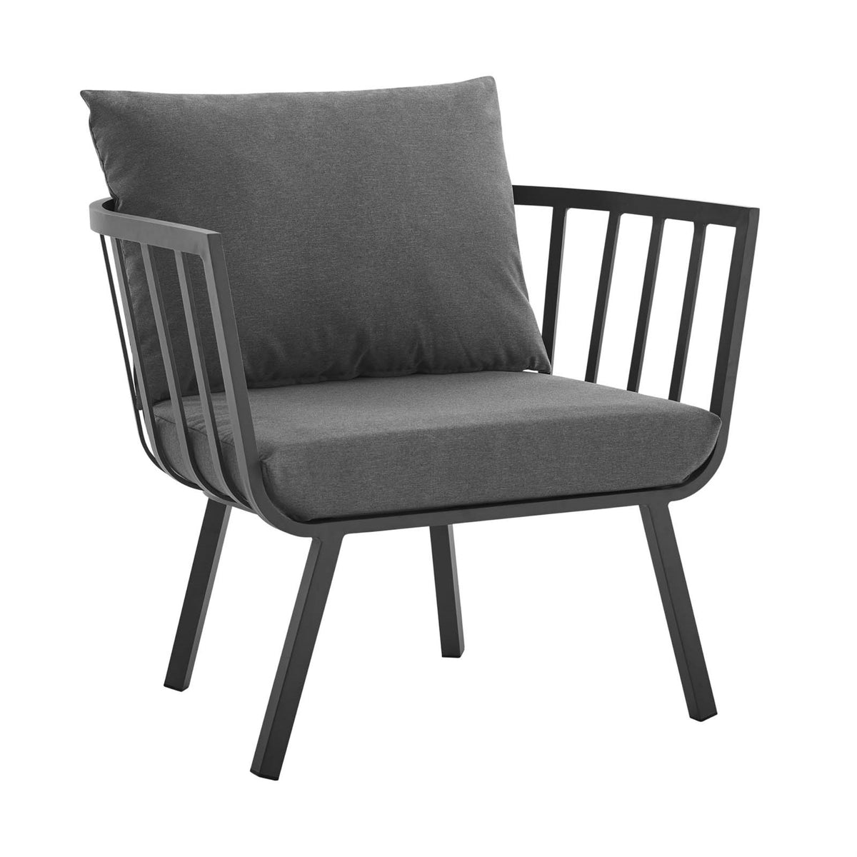 Riverside Outdoor Patio Aluminum Armchair Gray Charcoal