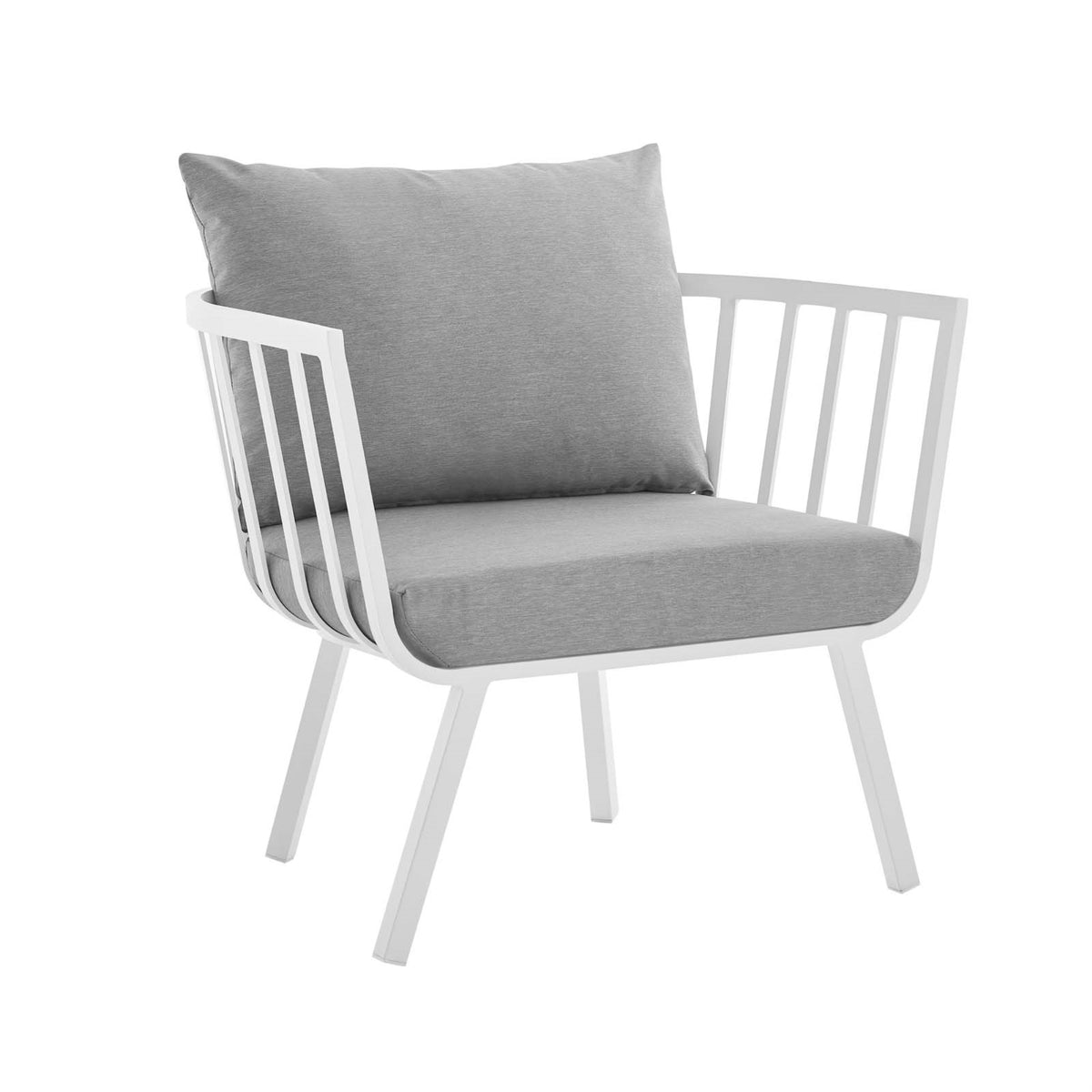 Riverside Outdoor Patio Aluminum Armchair White Gray
