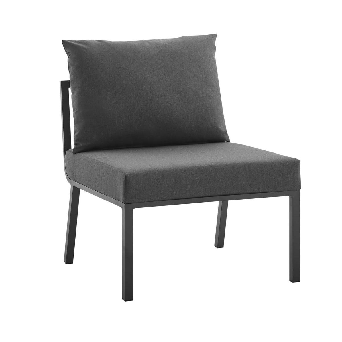 Riverside Outdoor Patio Aluminum Armless Chair Gray Charcoal