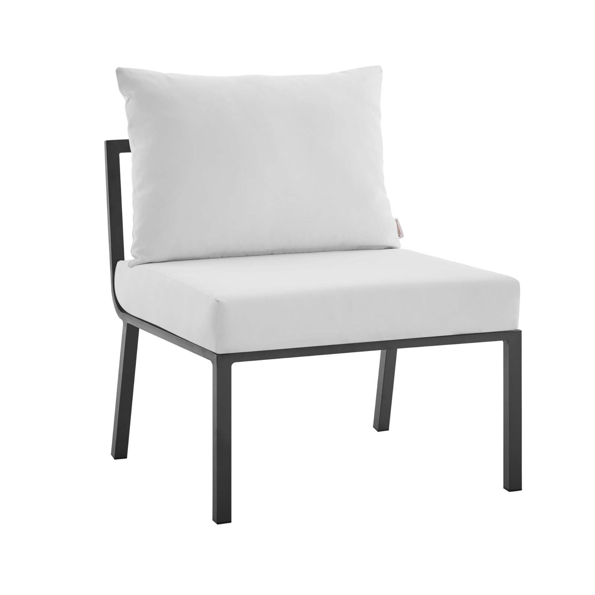 Riverside Outdoor Patio Aluminum Armless Chair Gray White
