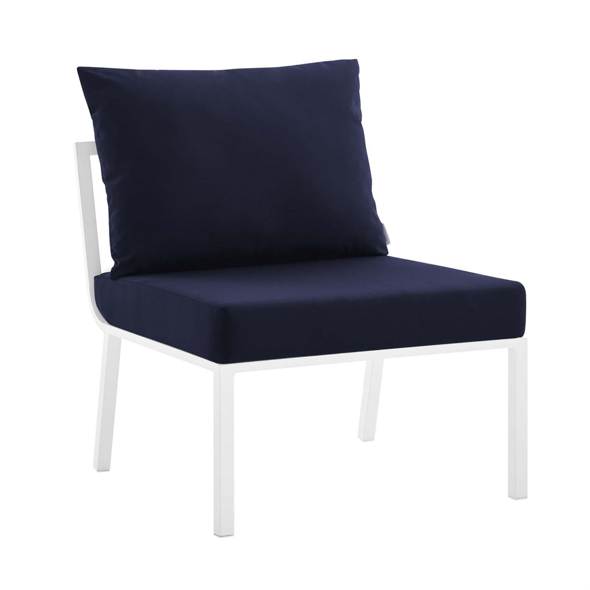 Riverside Outdoor Patio Aluminum Armless Chair White Navy