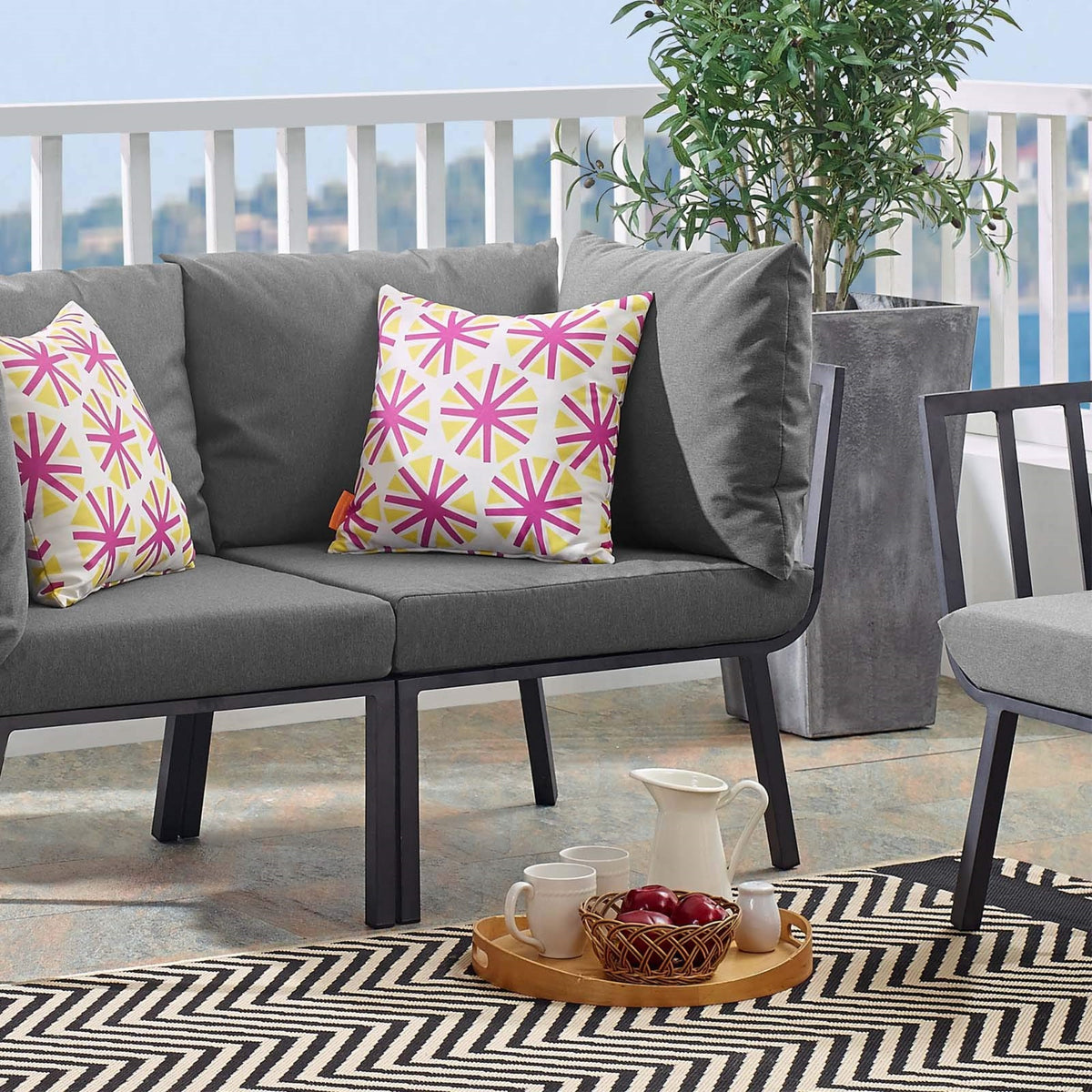 Casafoyer Riverside Corner Chair, Gray Charcoal