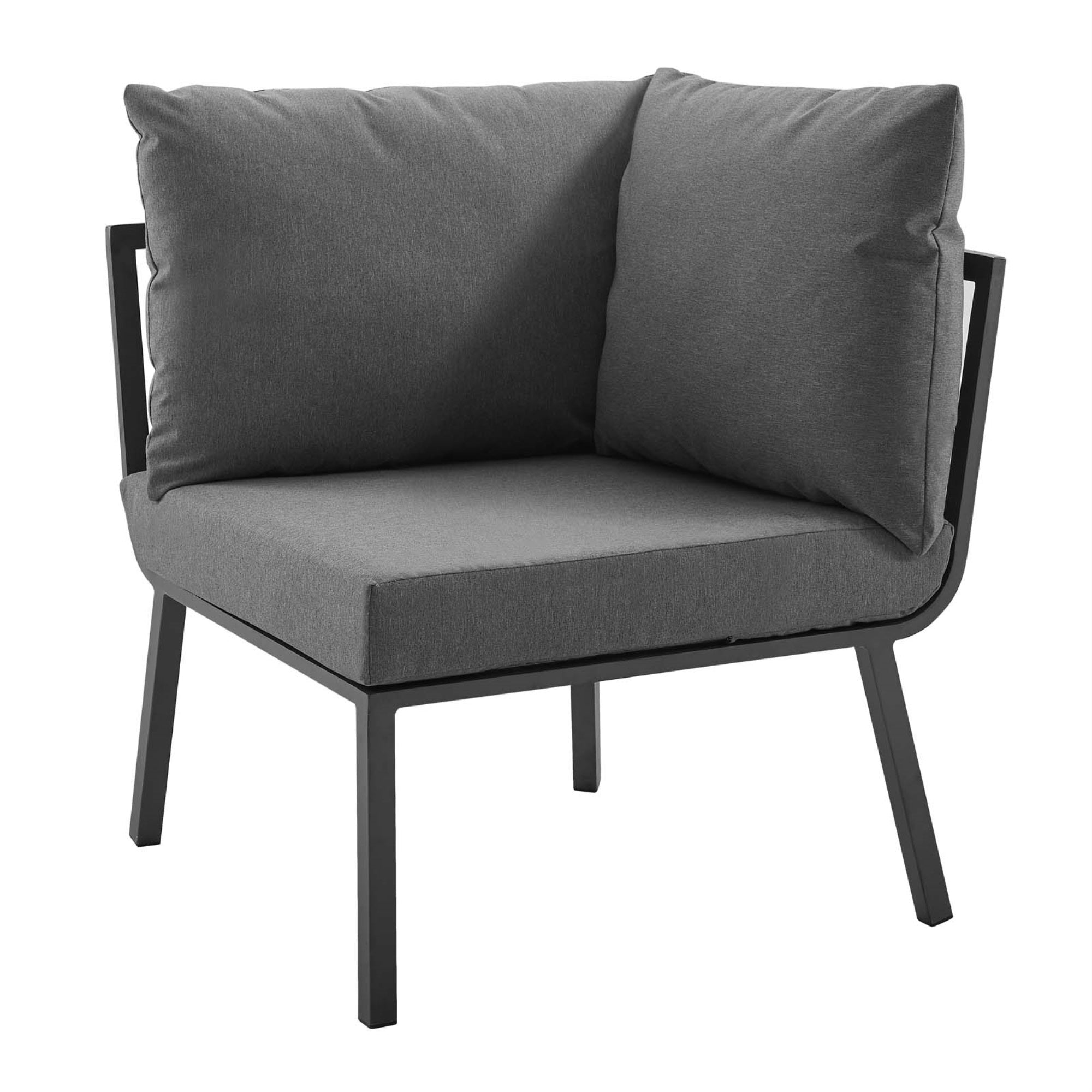 Riverside Outdoor Patio Aluminum Corner Chair - Coastal Style, All-Weather Cushions, Durable Frame - Gray Charcoal