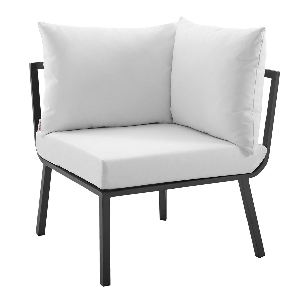 Riverside Outdoor Patio Aluminum Corner Chair Gray White