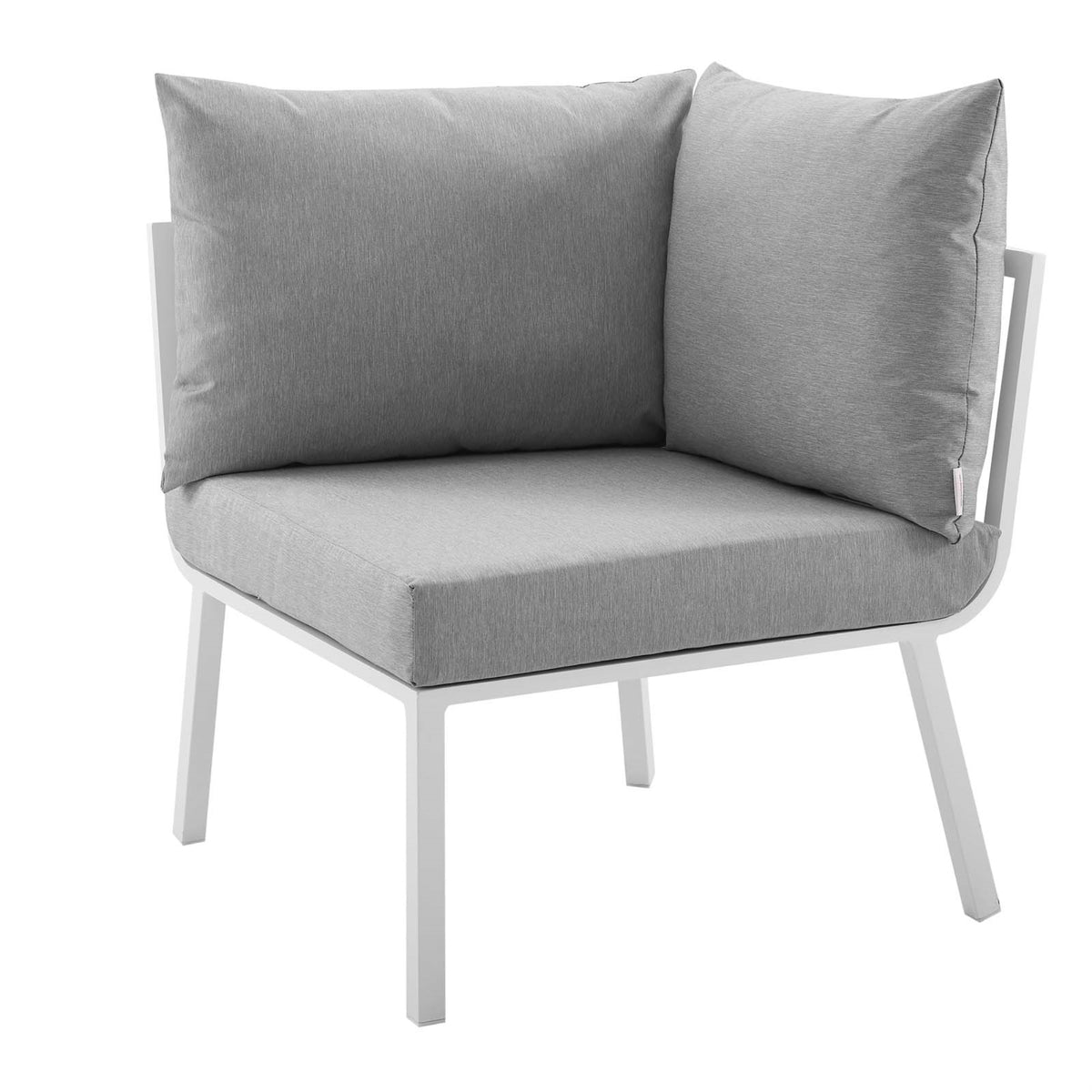 Riverside Outdoor Patio Aluminum Corner Chair White Gray