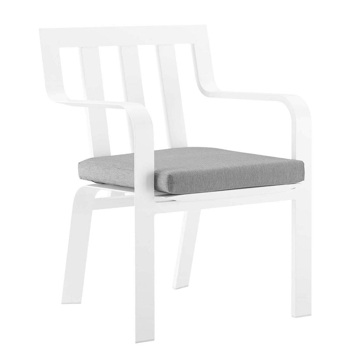 Casafoyer Baxley Outdoor Patio Stackable Aluminum Dining Chair In White Gray