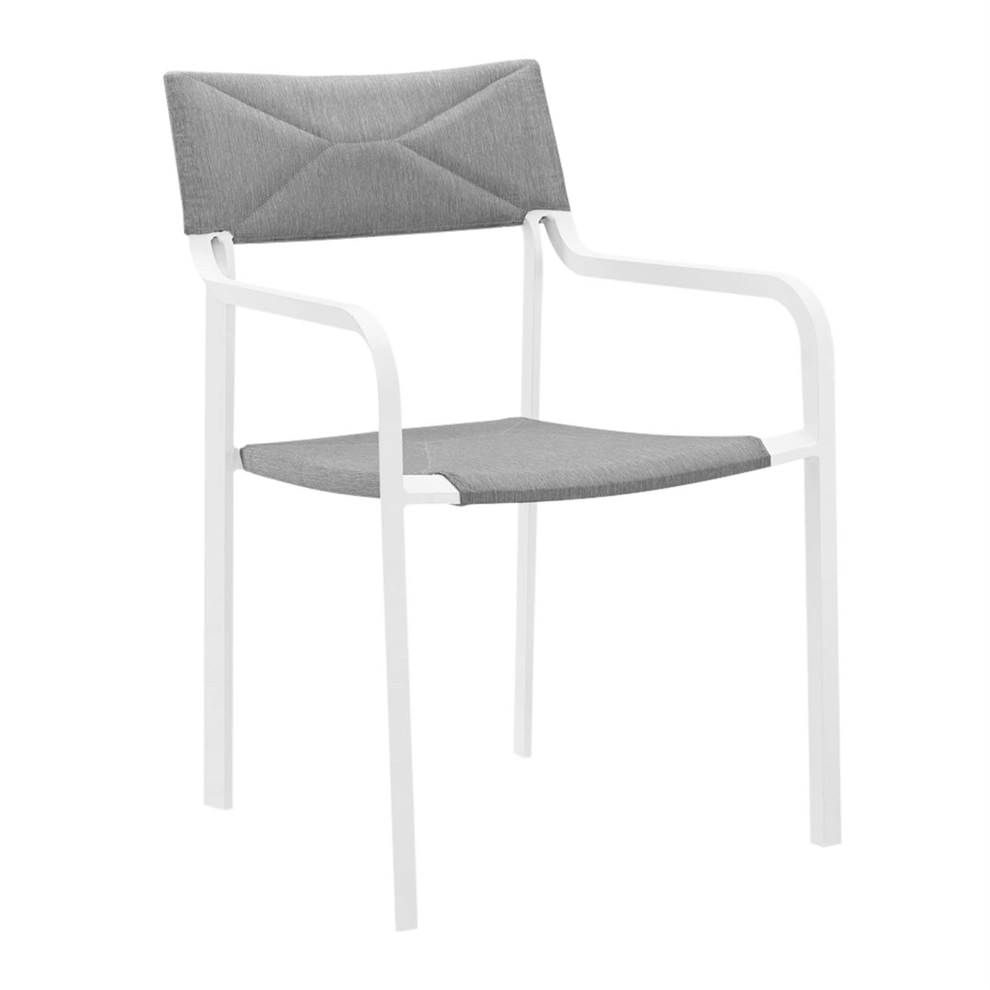 Raleigh Stackable Outdoor Patio Aluminum Dining Armchair White Gray