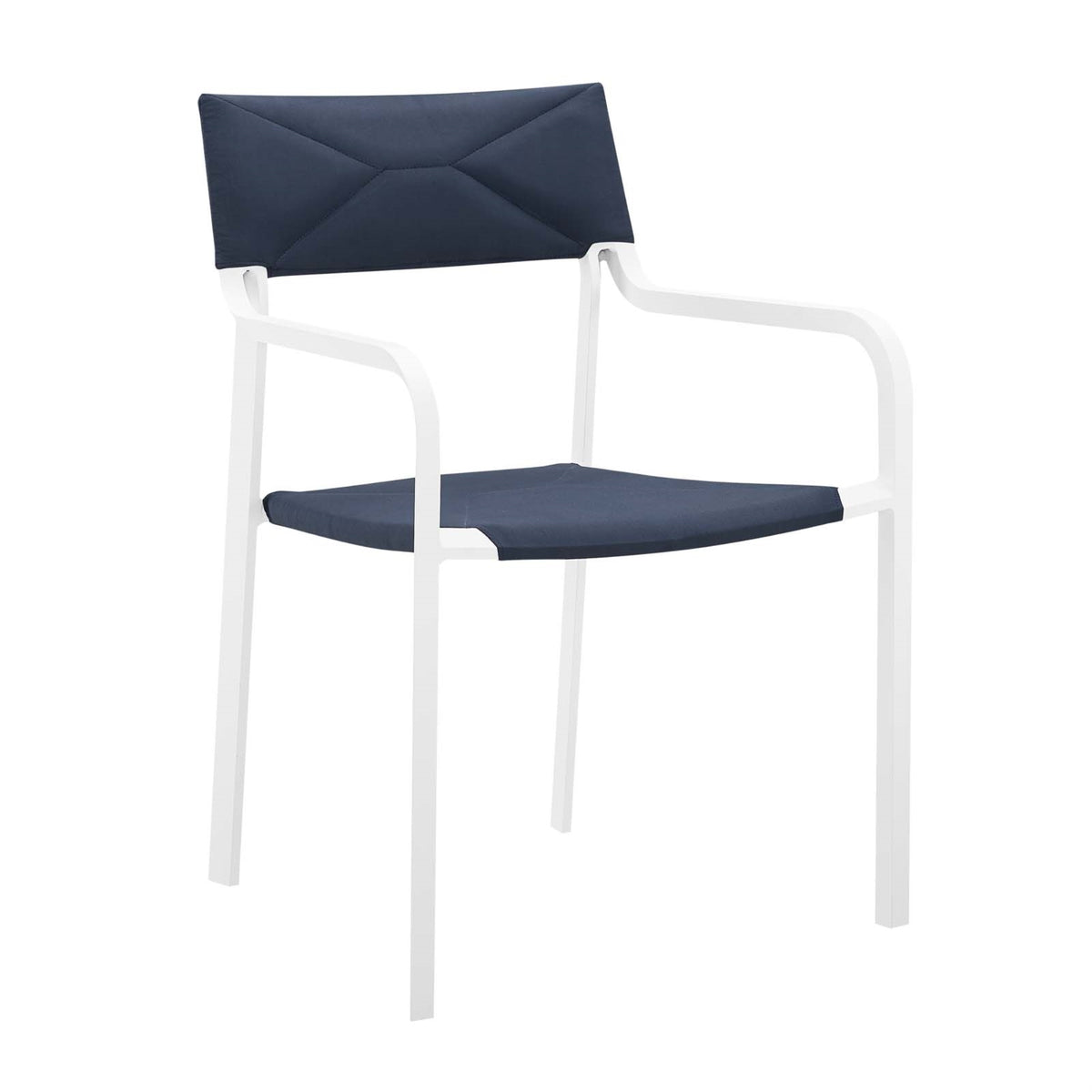 Raleigh Stackable Outdoor Patio Aluminum Dining Armchair White Navy