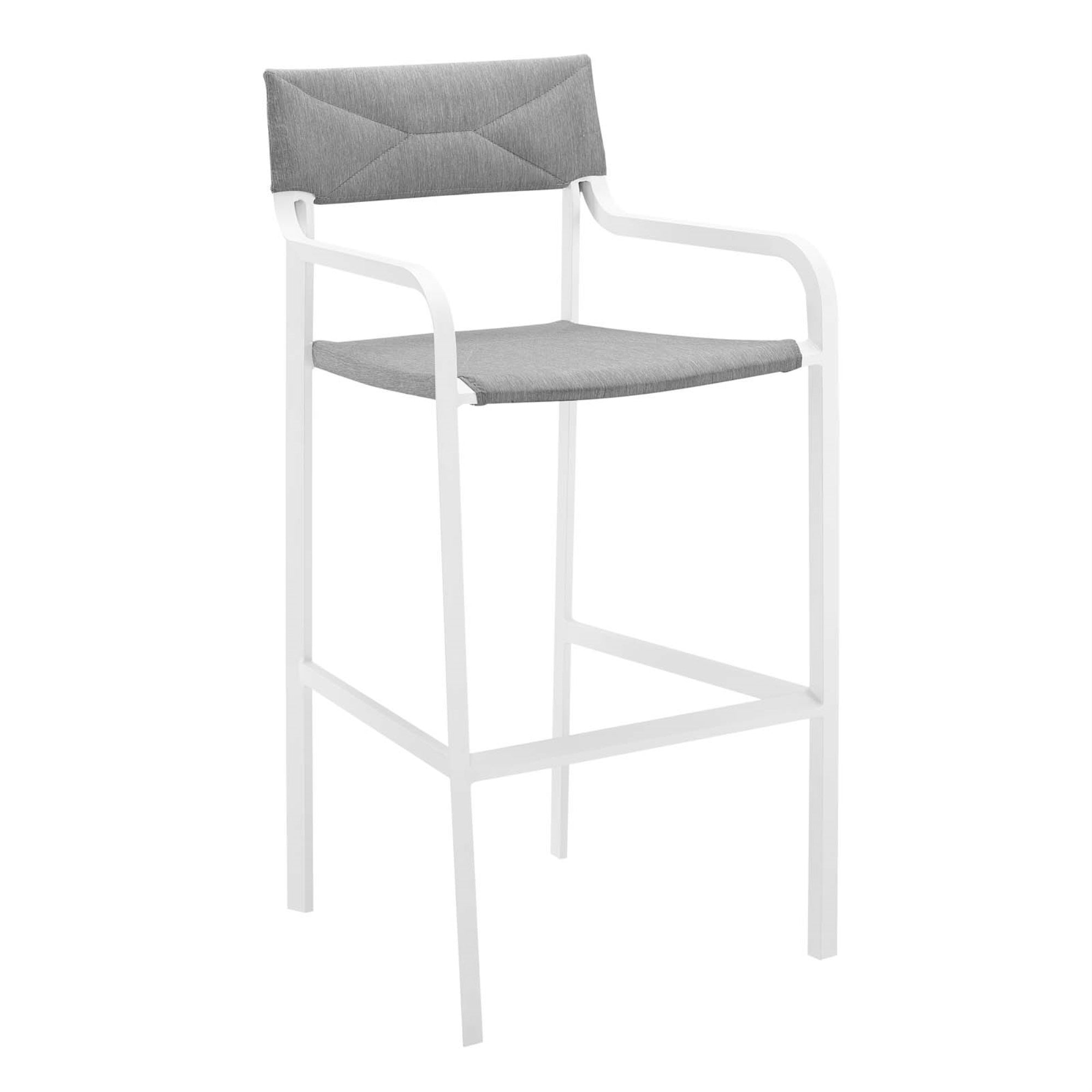 Raleigh Stackable Outdoor Patio Aluminum Bar Stool White Gray