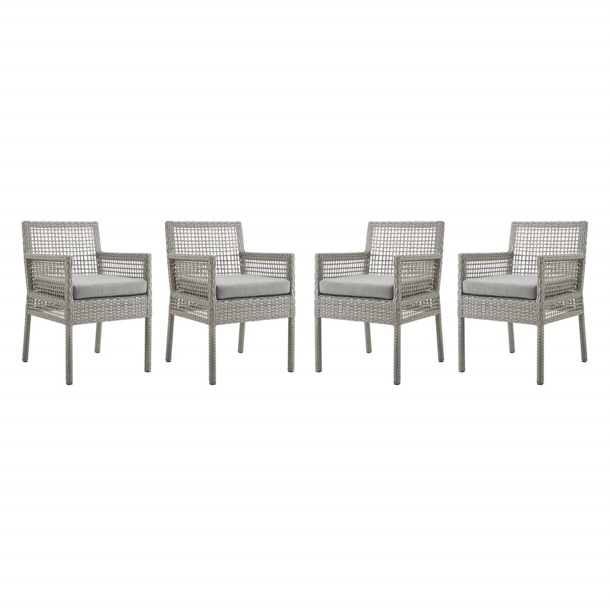 Casafoyer Aura Outdoor Patio Wicker Rattan Set Of 4 Dining Armchair In Gray Gray