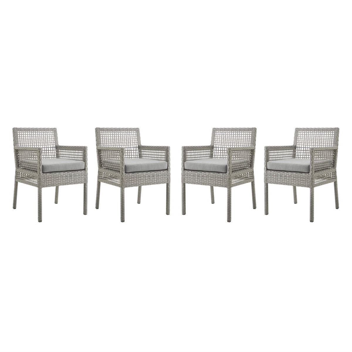 Casafoyer Aura Outdoor Patio Wicker Rattan Set Of 4 Dining Armchair In Gray Gray