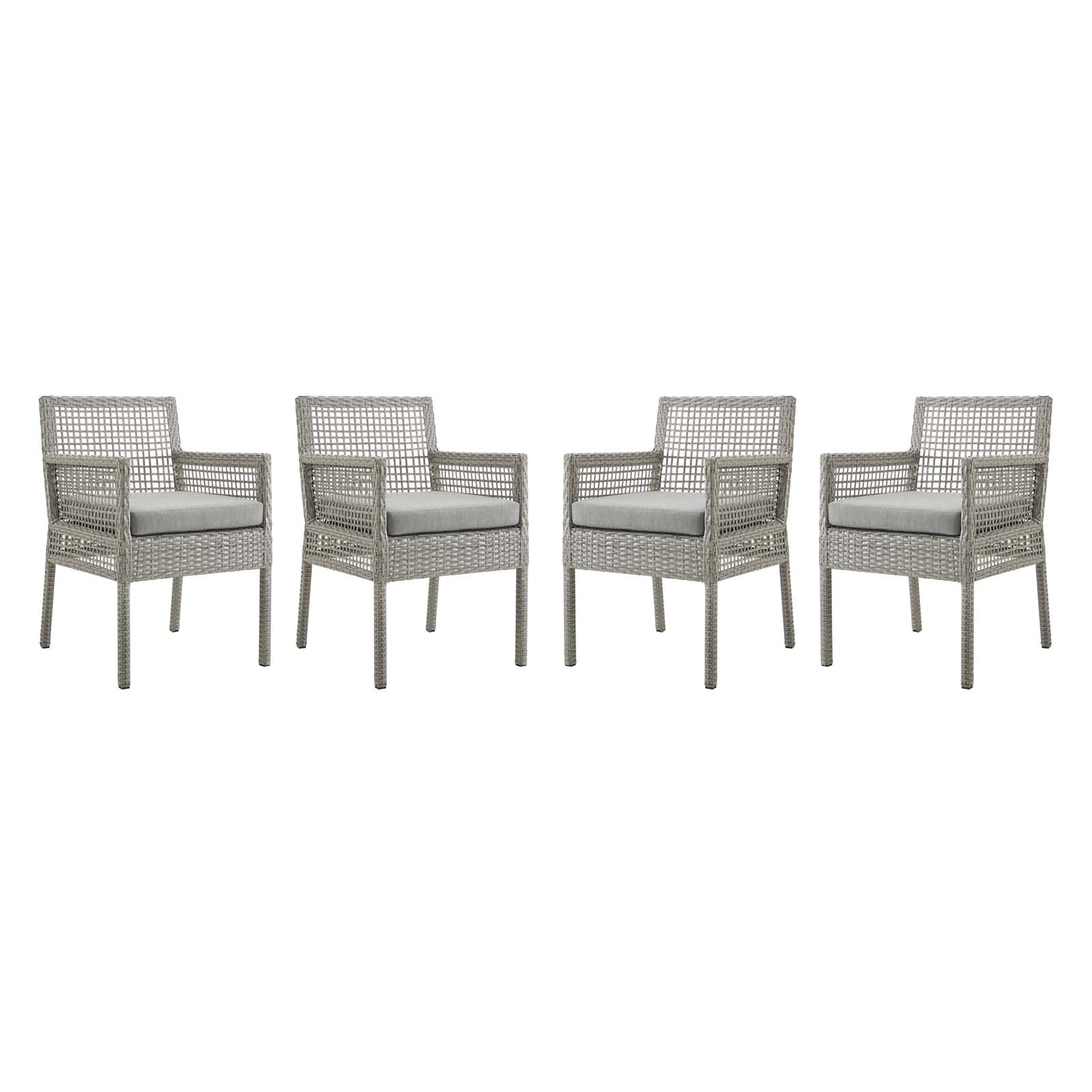 Aura Dining Armchair Outdoor Patio Wicker Rattan Set Of 4 - Gray Gray
