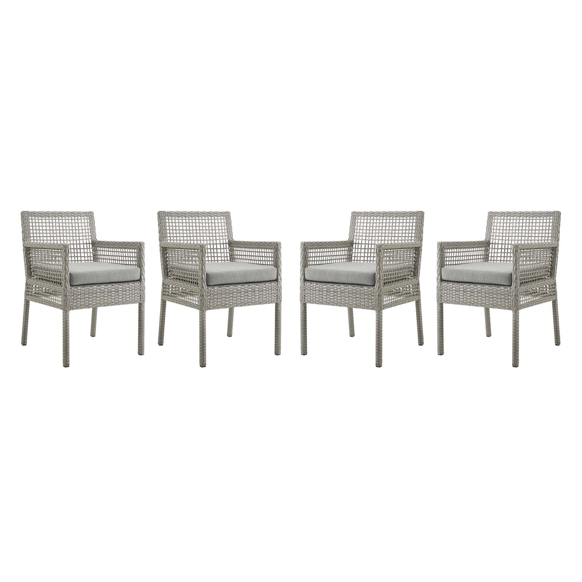 Aura Dining Armchair Outdoor Patio Wicker Rattan Set Of 4 - Gray Gray