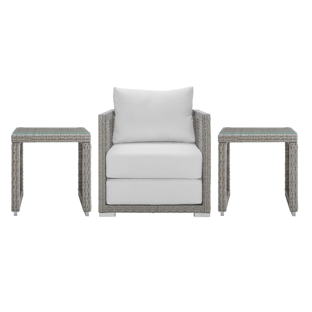 Aura Outdoor Patio Collection - Gray-On-Gray Wicker Rattan Set With Aluminum Frame, Machine Washable Cushions, And Extra Wide Seating