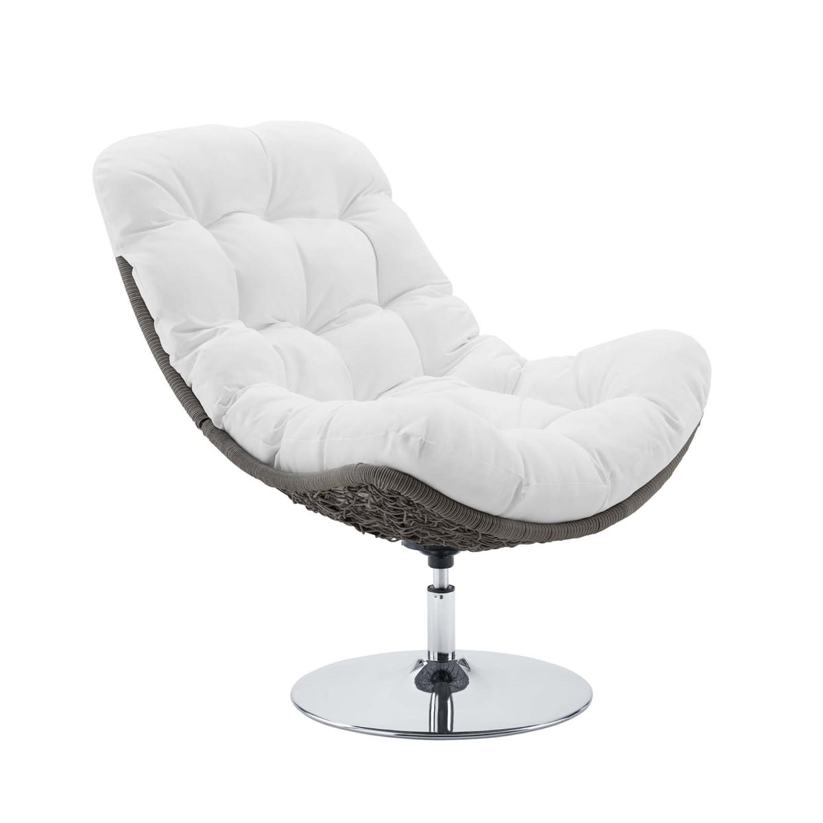 Brighton Wicker Rattan Outdoor Patio Swivel Lounge Chair Light Gray White