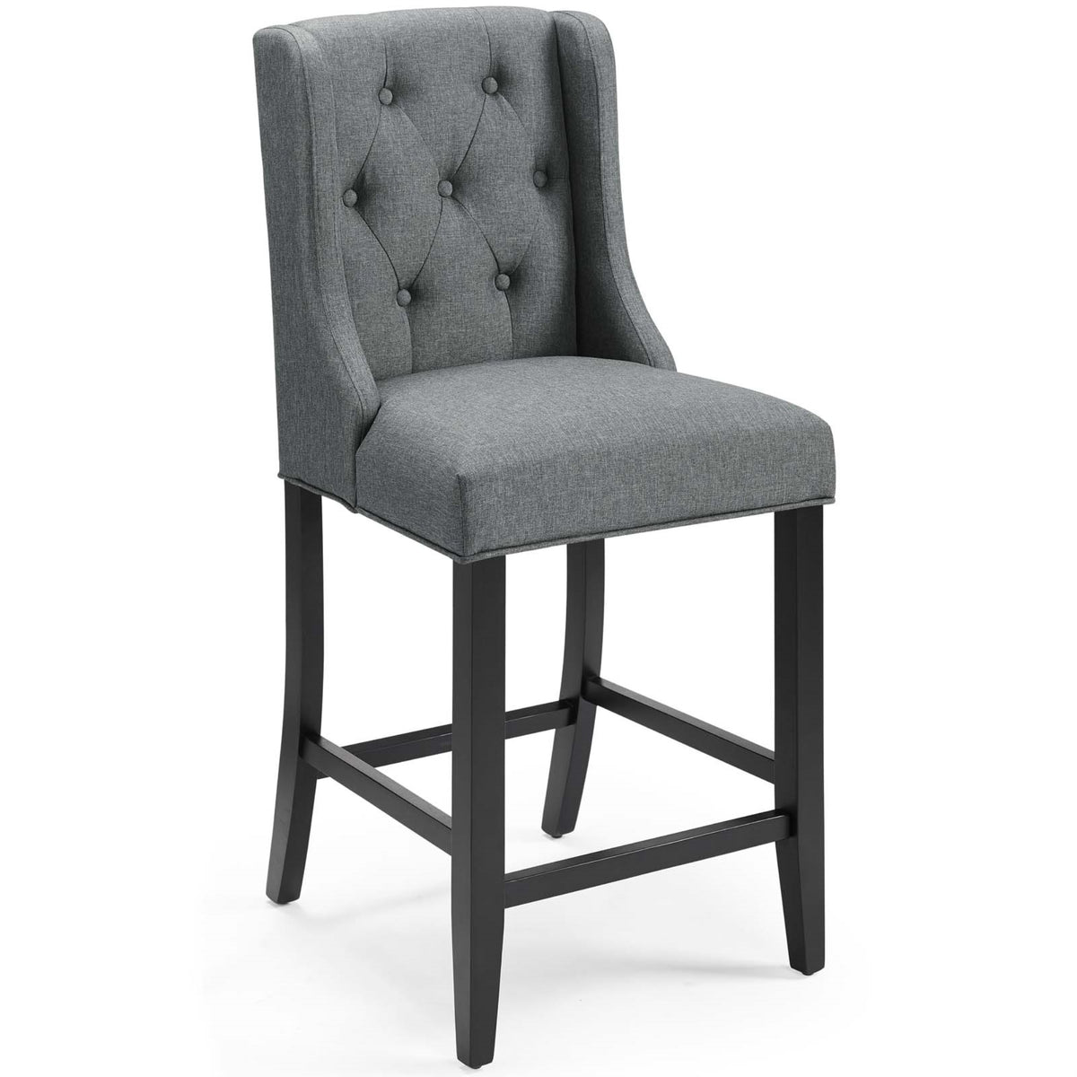 Baronet Tufted Button Upholstered Fabric Counter Stool Gray