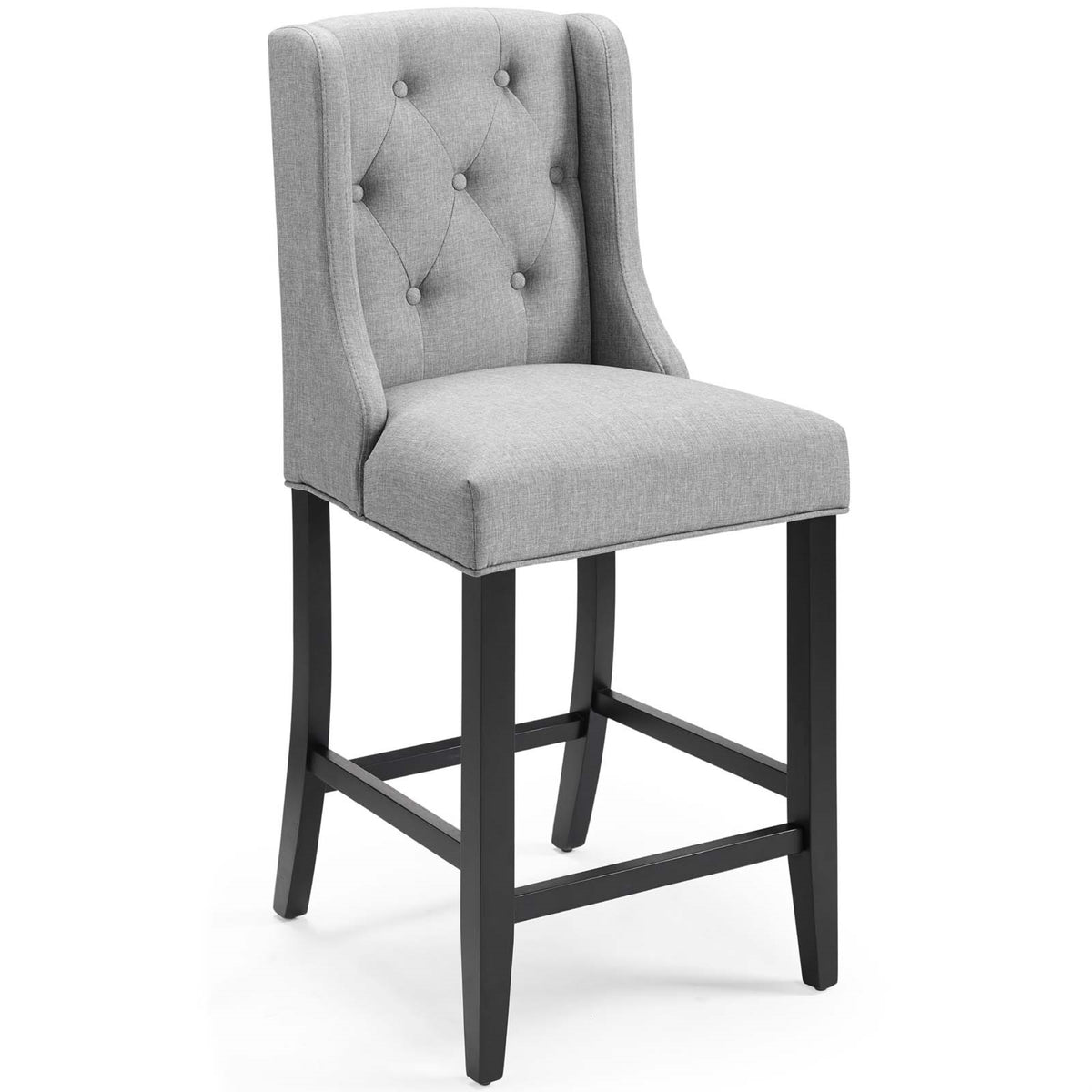 Baronet Tufted Button Upholstered Fabric Counter Stool Light Gray