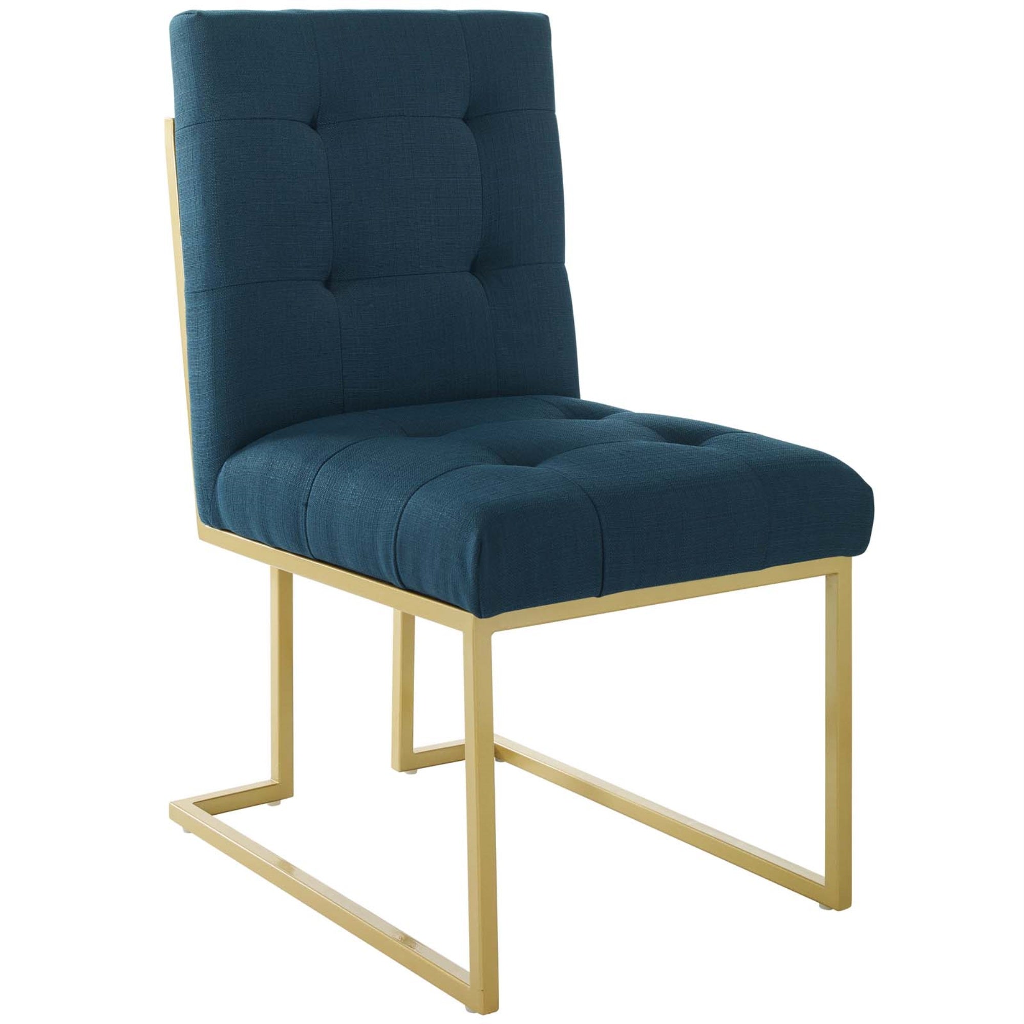 Privy Gold Stainless Steel Dining Chair - Art Deco Design, Polyester Upholstery, Gold Base - No Assembly Required - 331 Lbs Weight Capacity