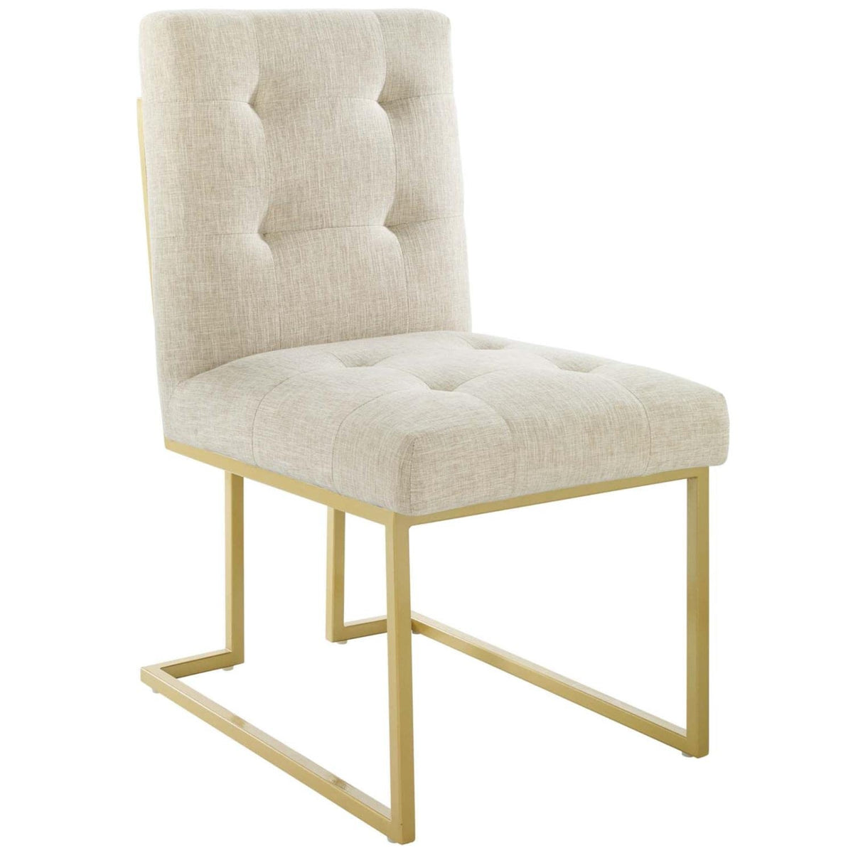 Casafoyer Privy Upholstered Gold Stainless Steel Dining Chair In Gold Beige