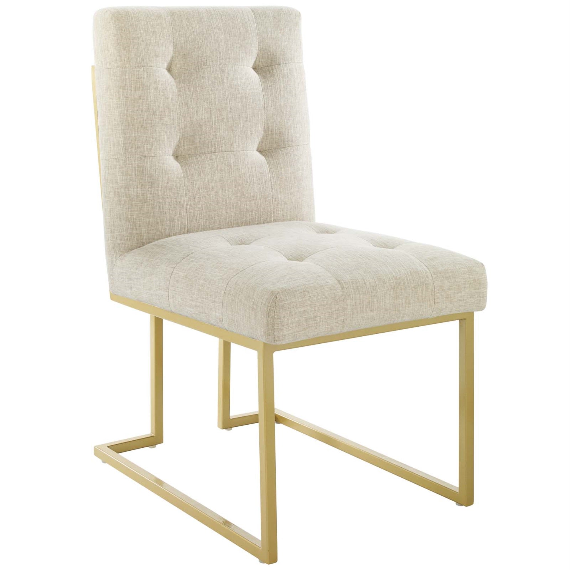 Privy Gold Stainless Steel Dining Chair - Glamorous Art Deco Design, Polyester Upholstery, Elegant Geometric Base - No Assembly Required - 331 Lbs Capacity
