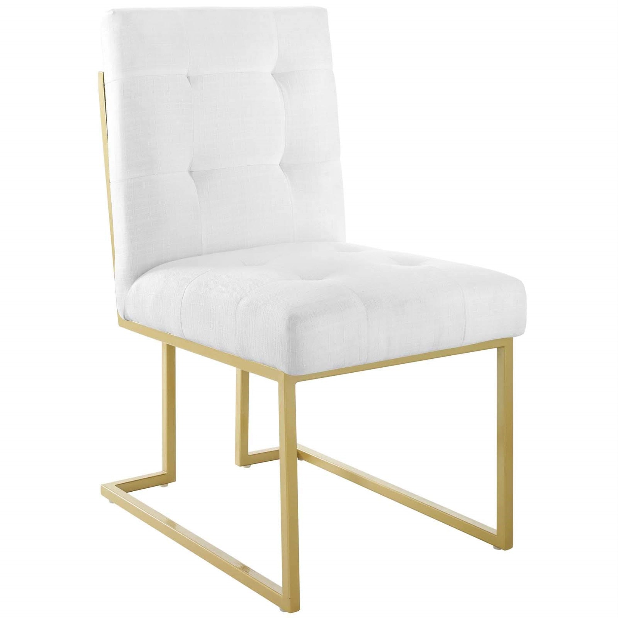 Casafoyer Privy Upholstered Gold Stainless Steel Dining Chair In Gold White