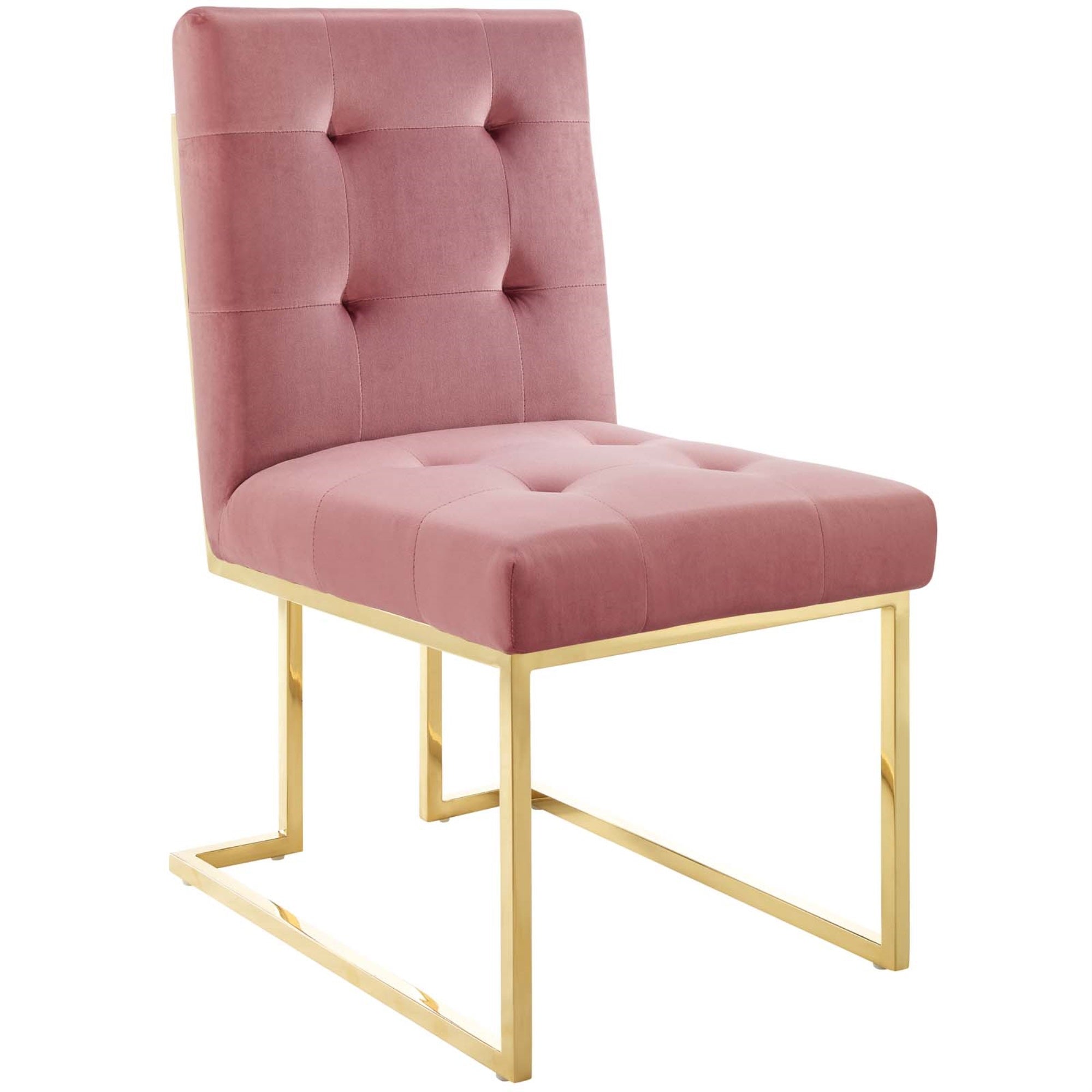 Privy Gold Stainless Steel Dining Chair - Art Deco Design, Stain-Resistant Velvet Upholstery, Modern Elegance, No Assembly Required