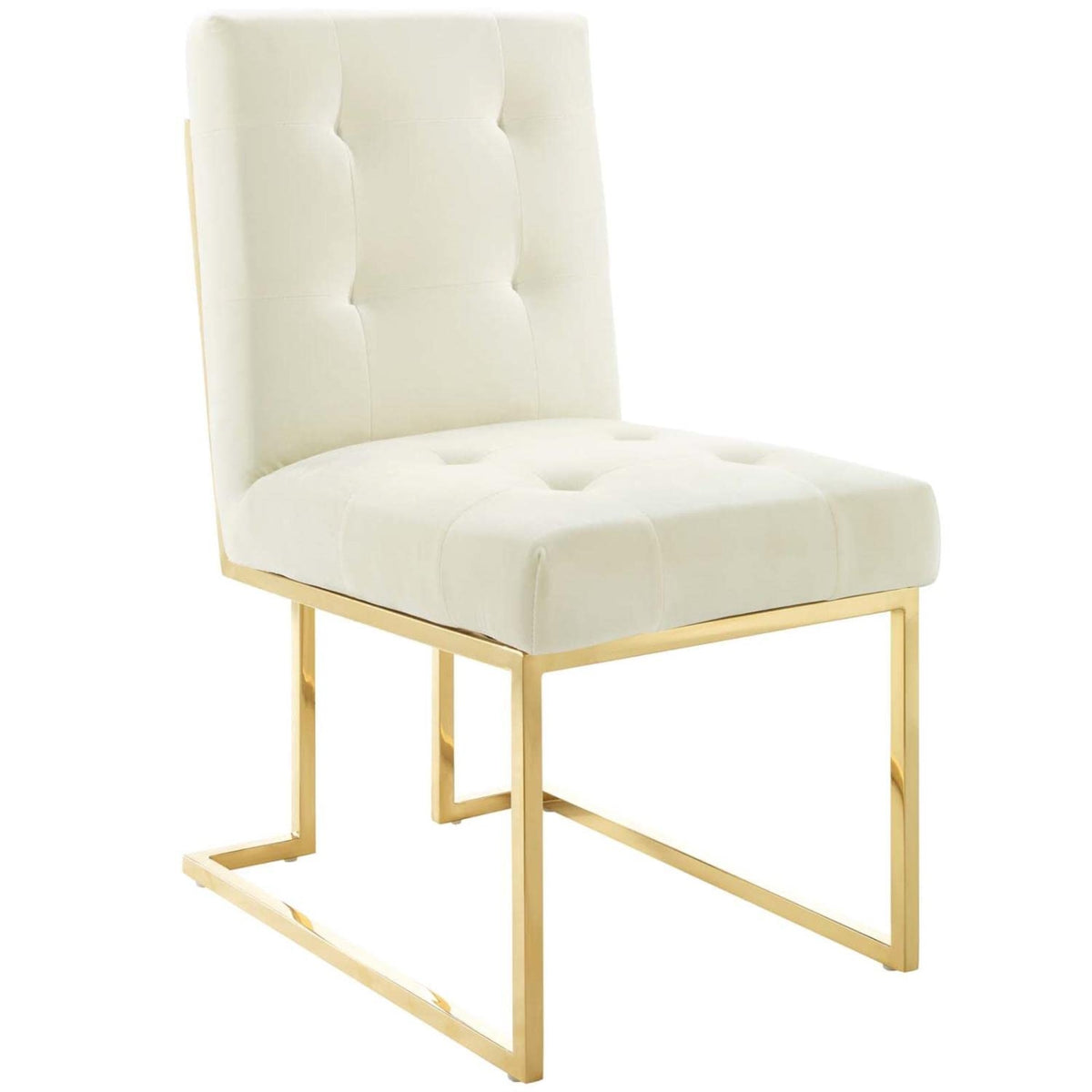 Casafoyer Privy Performance Velvet Gold Stainless Steel Dining Chair In Gold Ivory
