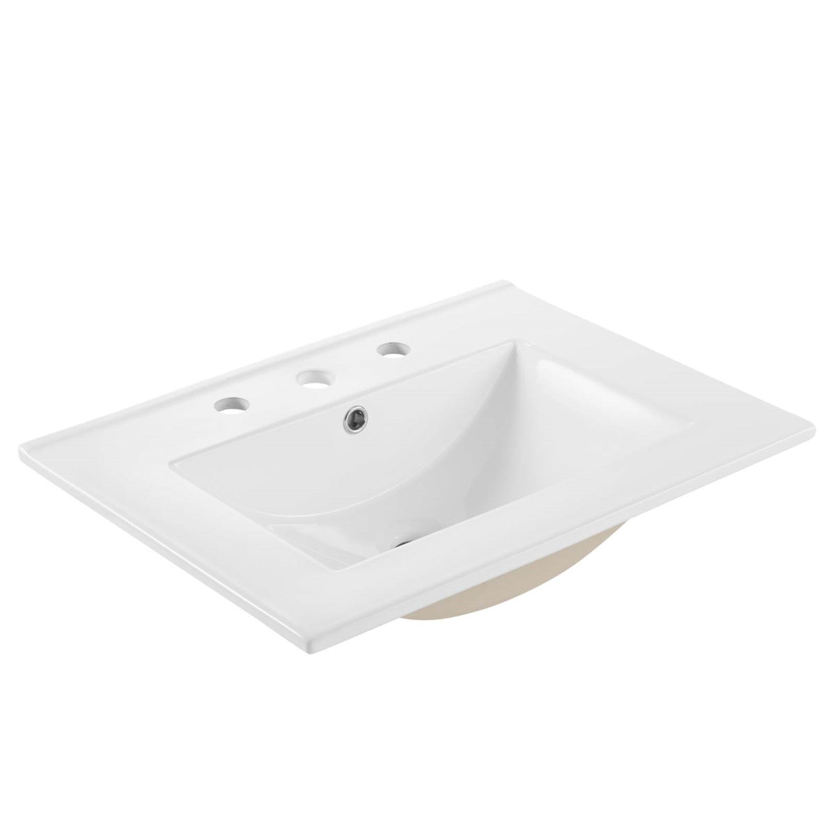 Cayman 24' Bathroom Sink - Elegant & Modern Design, High-Quality Ceramic, 8' Centerset, Integrated Countertop, Square Basin - Ideal For Bathroom Vanity Upgrade