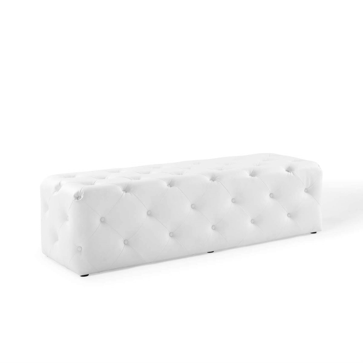 Casafoyer Eei-3769-Whi Anthem 60' Tufted Button Entryway Faux Leather Bench, White