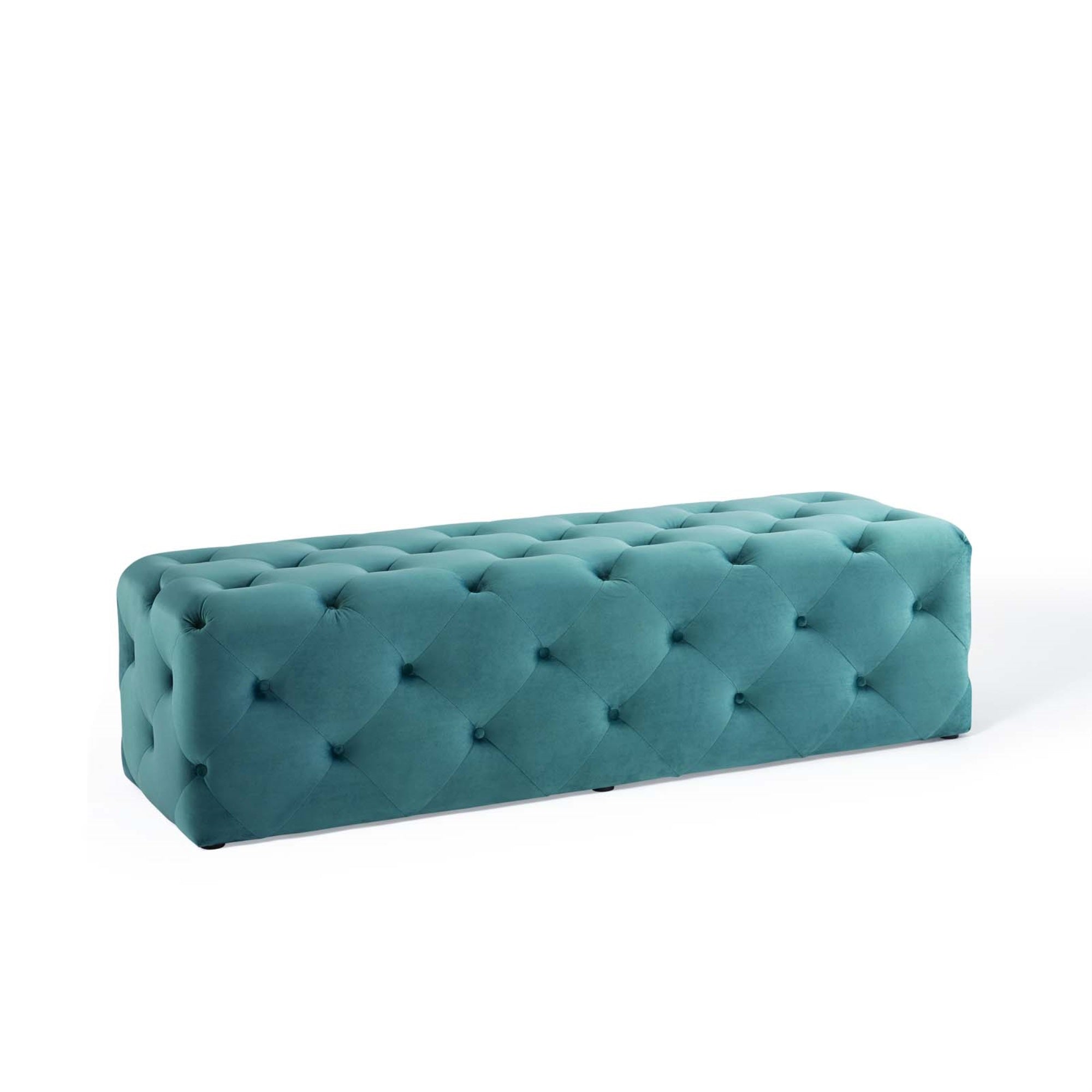 Amour 60' Tufted Button Entryway Performance Velvet Bench Sea Blue