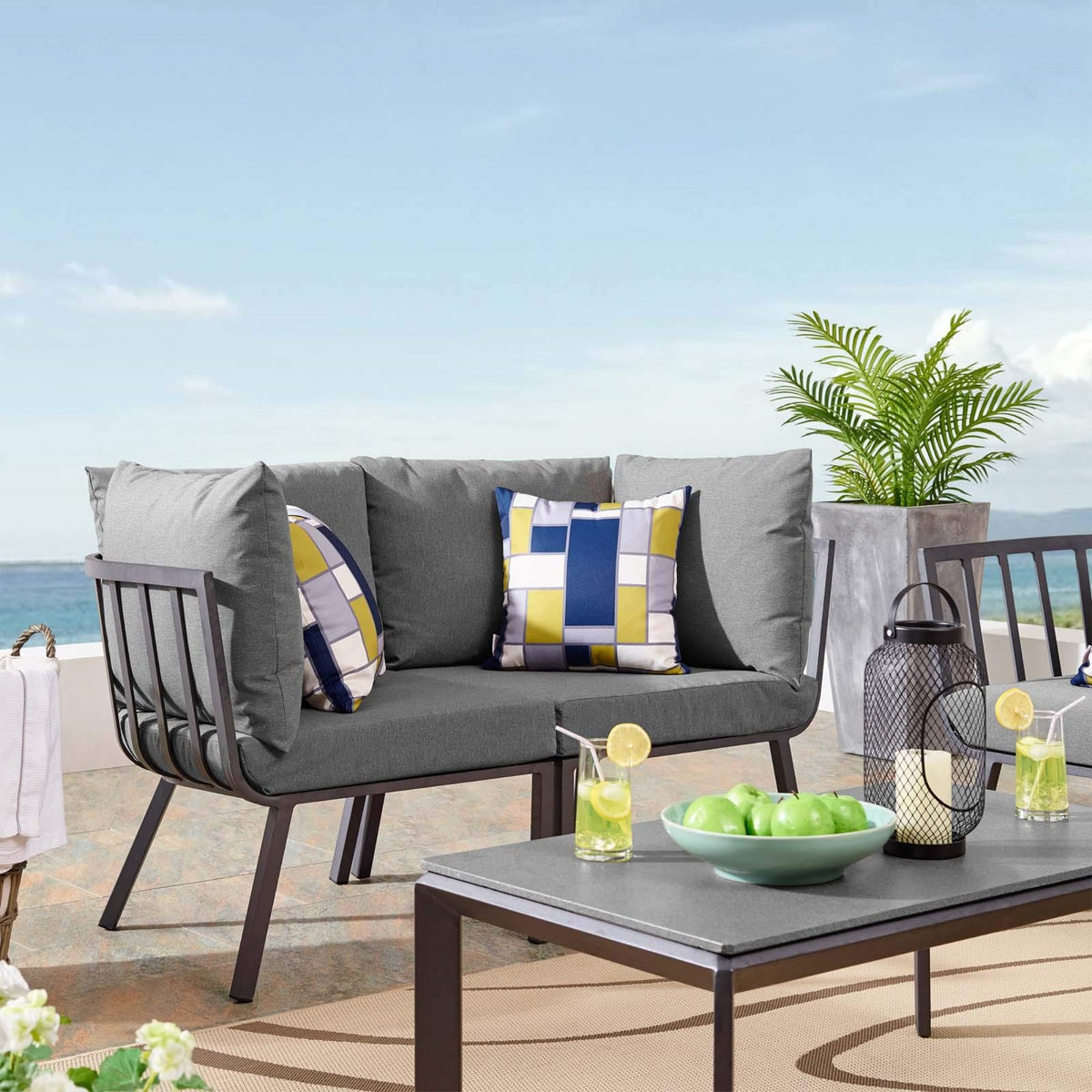 Casafoyer Riverside Outdoor Furniture, 2-Piece Set, Gray Charcoal