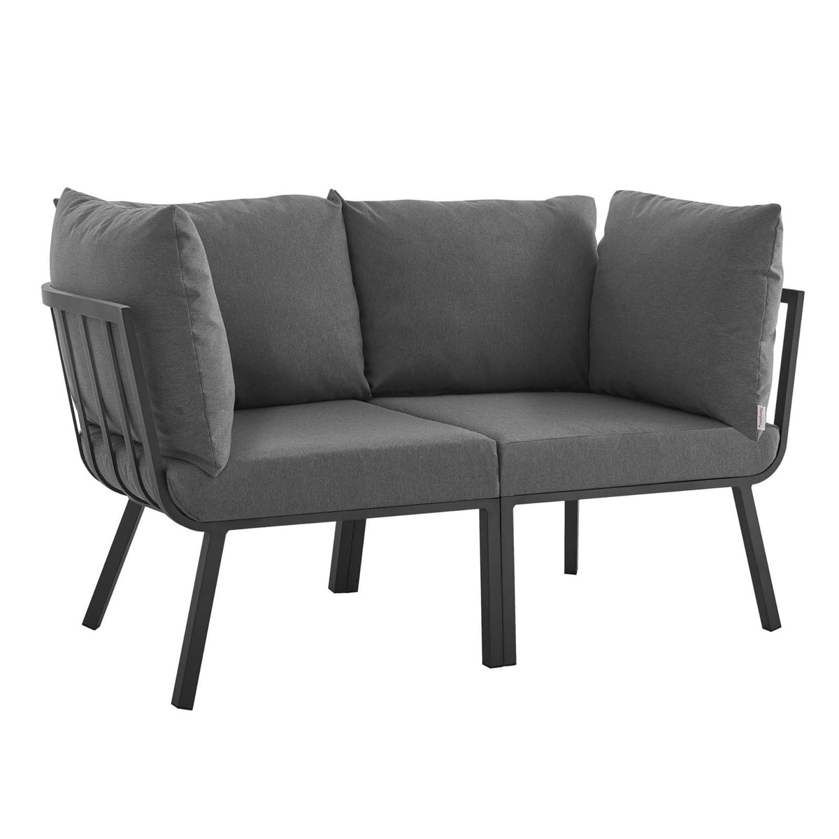 Riverside 2 Piece Outdoor Patio Aluminum Sectional Sofa Set Gray Charcoal