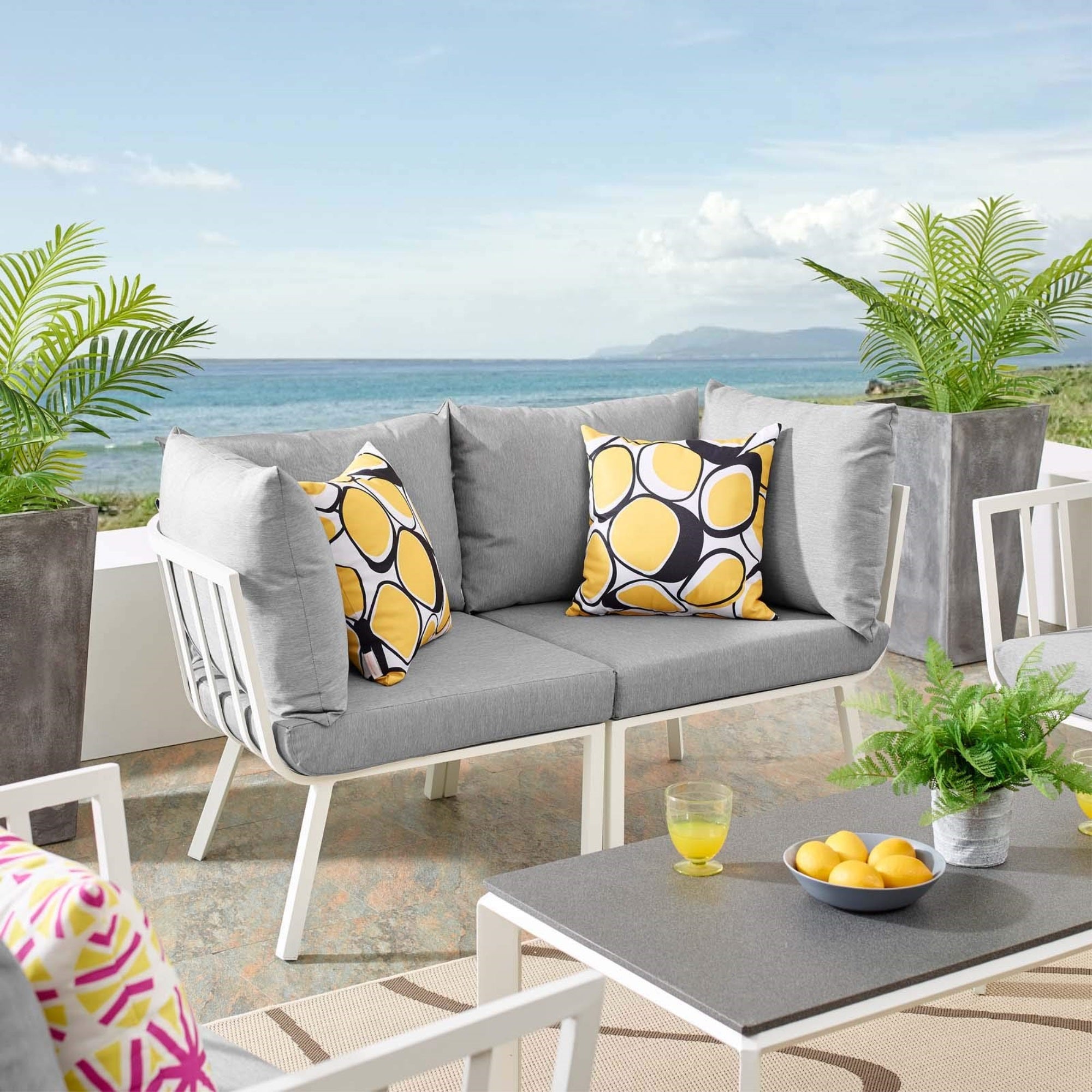Casafoyer Riverside Outdoor Furniture, 2-Piece Set, White Gray