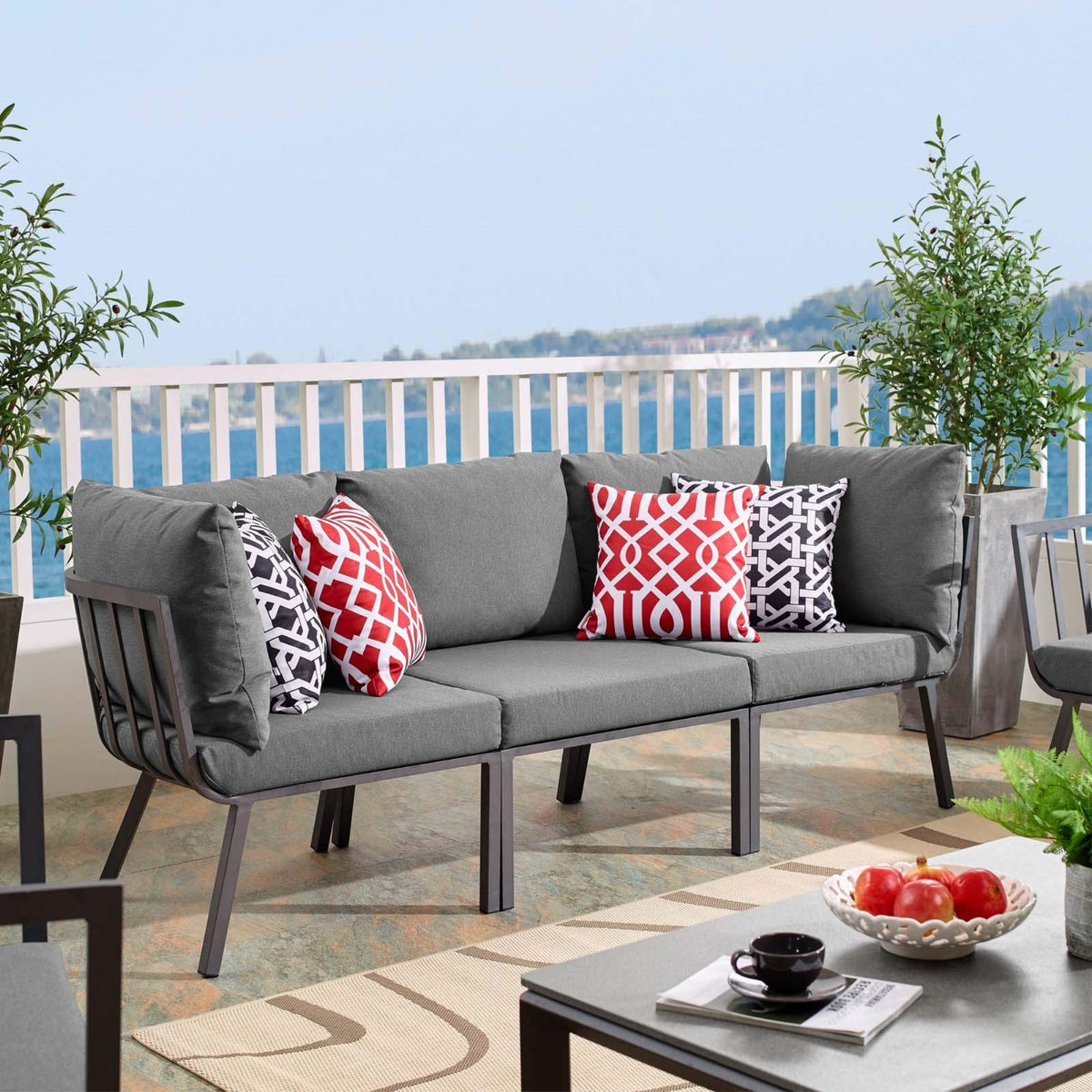 Casafoyer Riverside Outdoor Furniture, 3-Piece Set, Gray Charcoal