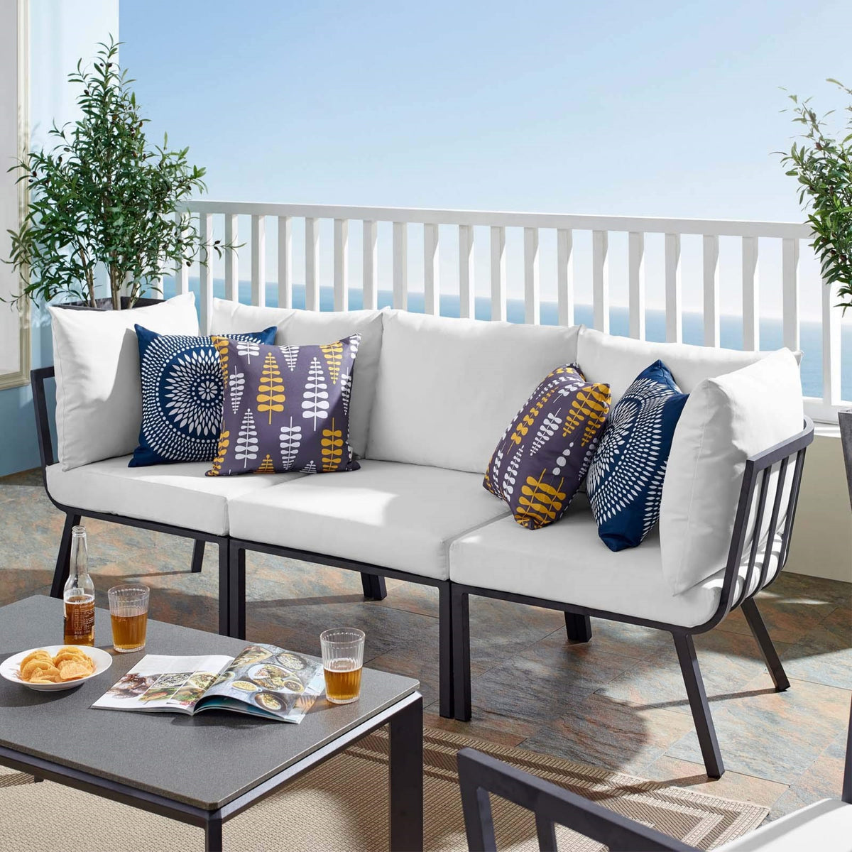Casafoyer Riverside Outdoor Furniture, 3-Piece Set, Gray White