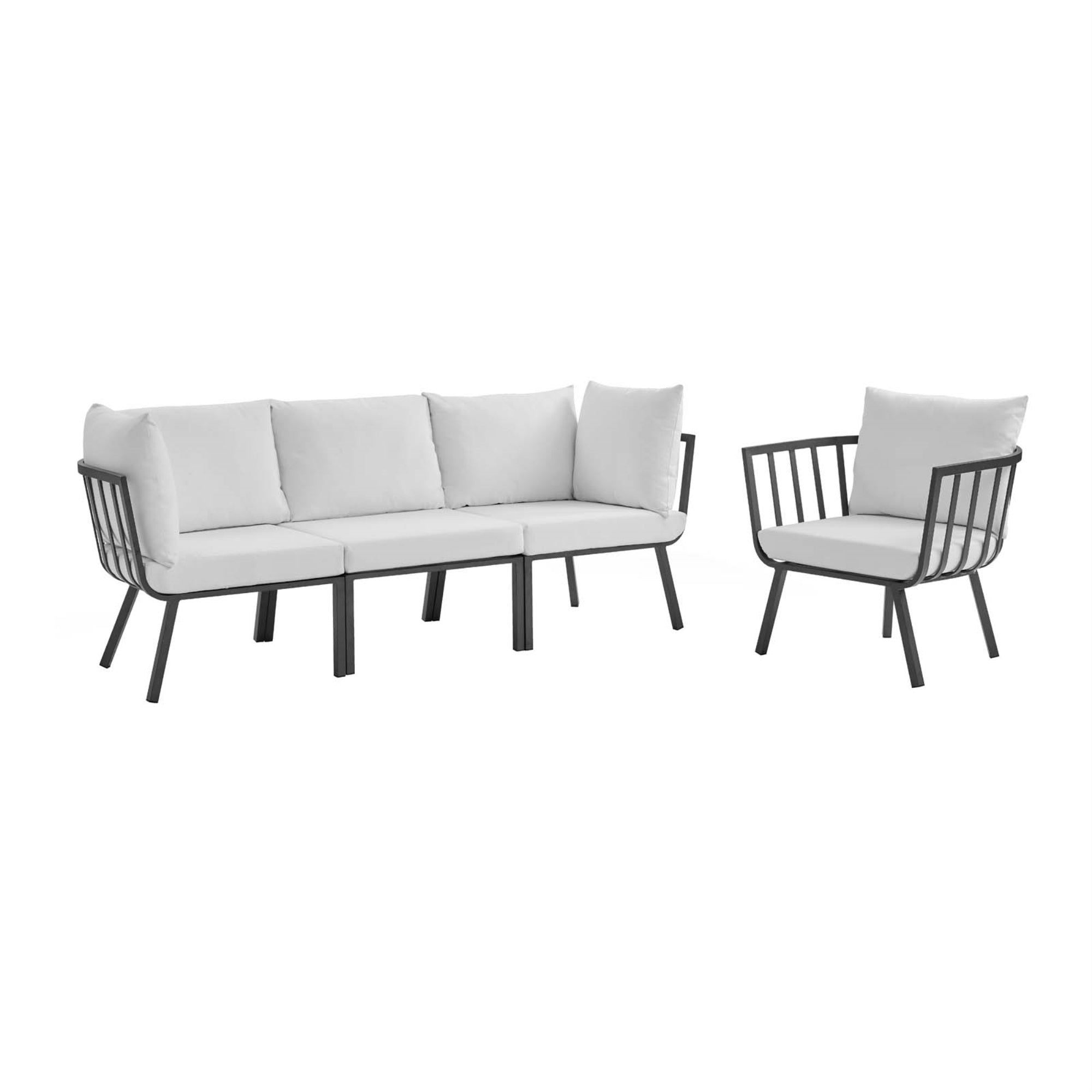 Riverside 4 Piece Outdoor Patio Aluminum Set Gray White